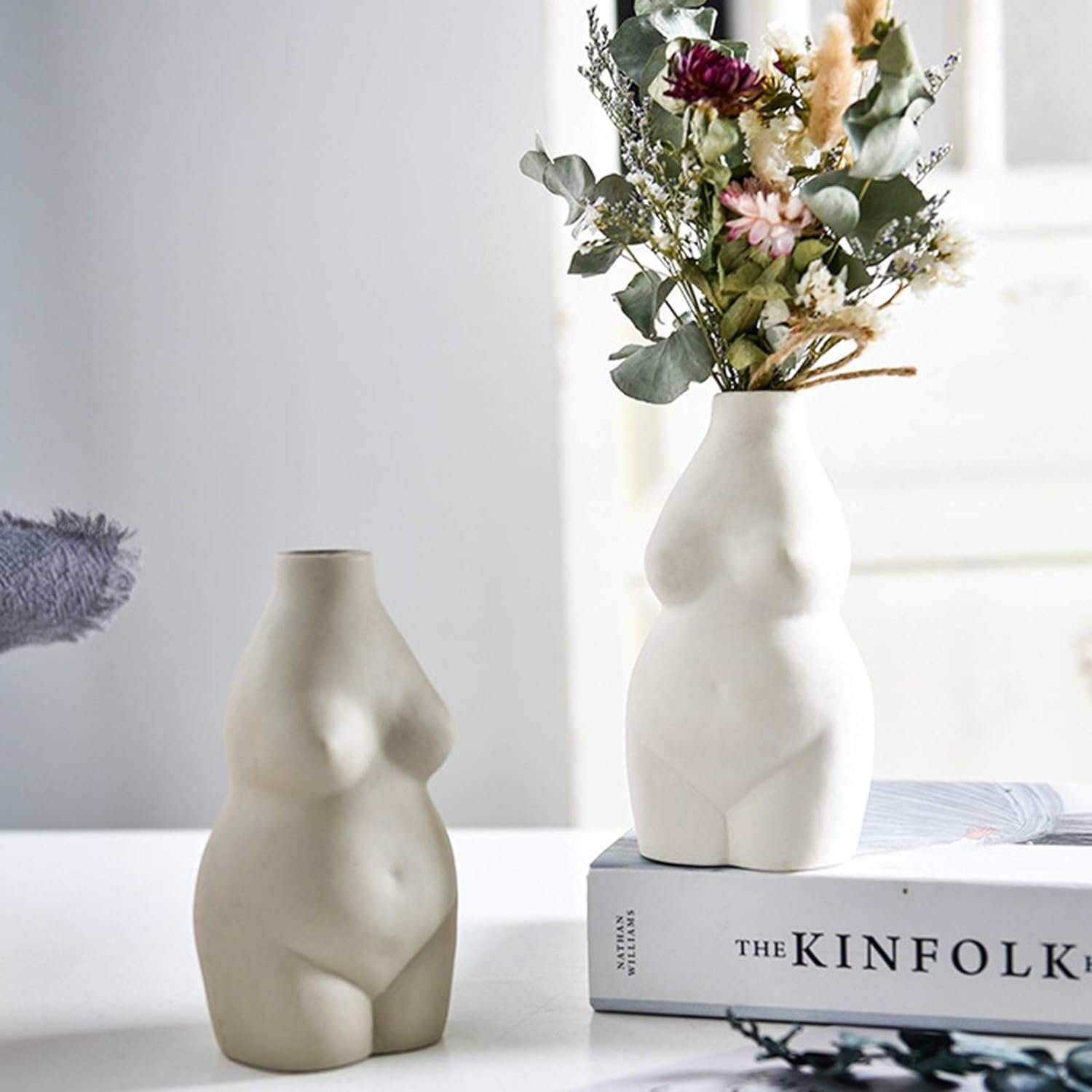 Jormftte Dekovase Körper Weiblich Deko Statue,für Beige Kunst Blumentopf Vase Design,Keramik