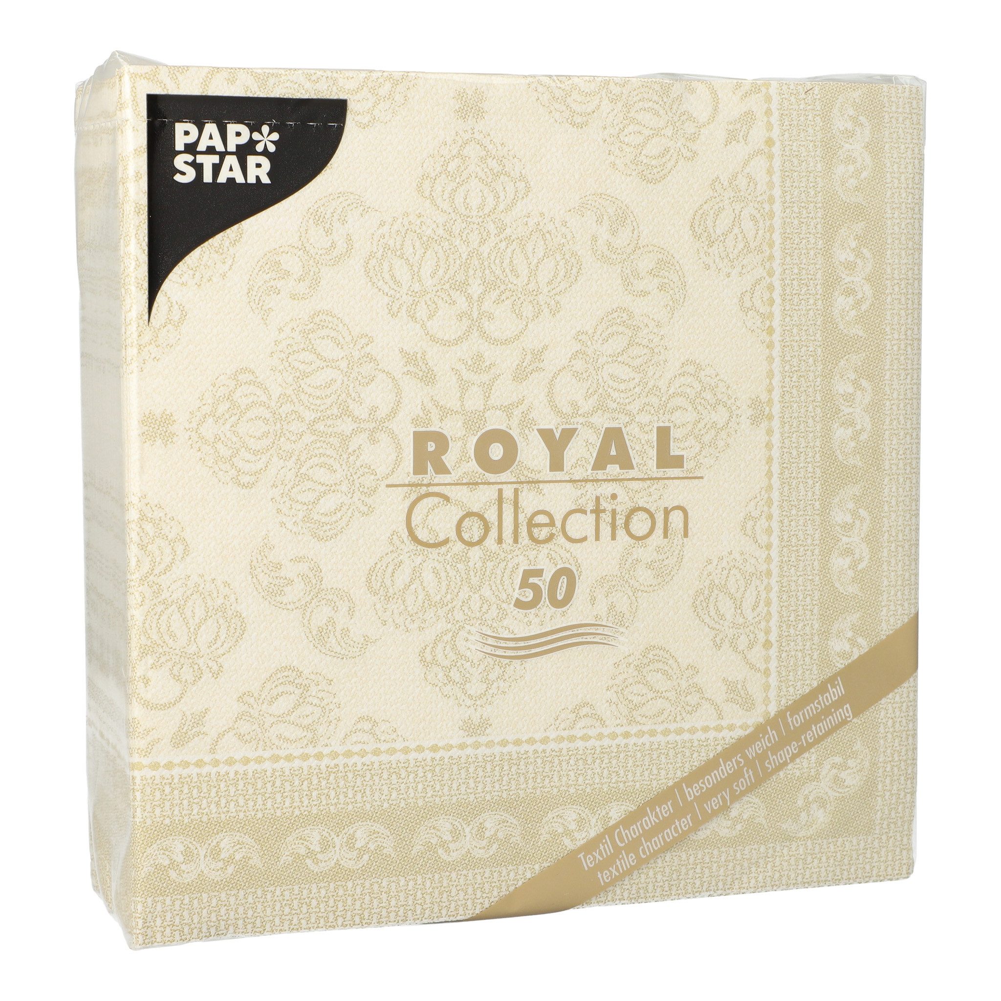 PAPSTAR Papierserviette, Servietten stoffähnlich 40x40cm Royal Collection 50 Stück Champagner
