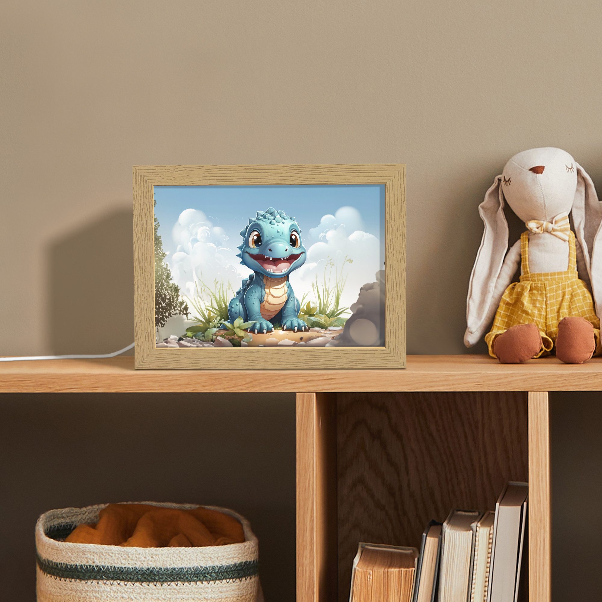 OnlyWow Nachttischlampe Lightbox Drache - Blau - Jungen - Kinder, Dimmbar, Farbwechsel, LED, Warmweiß, Kaltweiß, Neutralweiß Einstellbar, Nachtlicht, Kinder- un – Bild 4 von 5