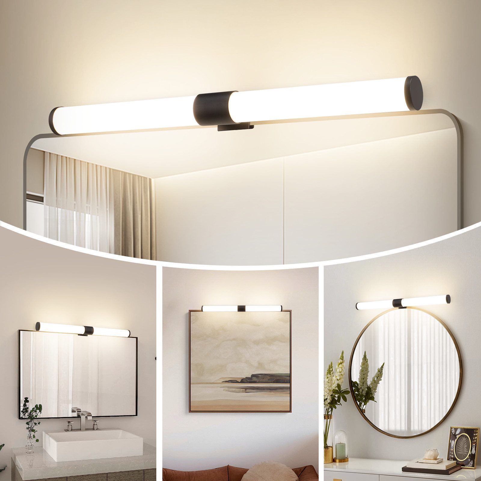 Nettlife LED Spiegelleuchte Bad Schwarz Klemmbar günstig online kaufen