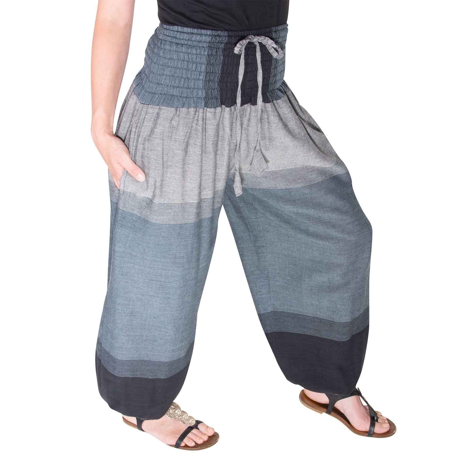 Yoga MAGIE Grau / Pluderhose one Pumphose Damen bunt UND Haremshose Boho KUNST Smerhose size Schwarz KUNST&MAGIE