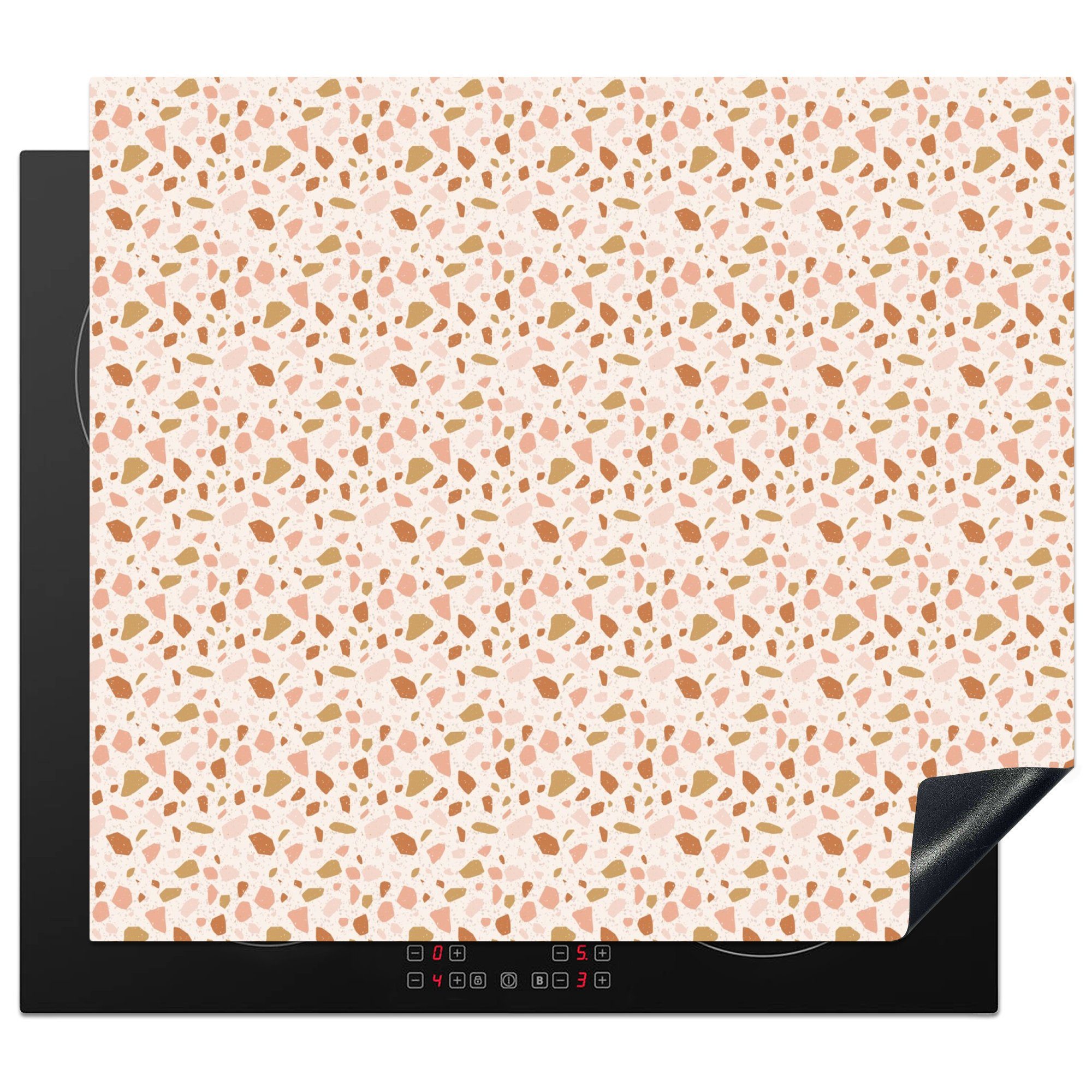 MuchoWow Herdblende-/Abdeckplatte Textur - Muster - Terazzo, Vinyl, (1 tlg), 58x51 cm, Küchen Dekoration für Induktionsherd, Induktionskochfeld