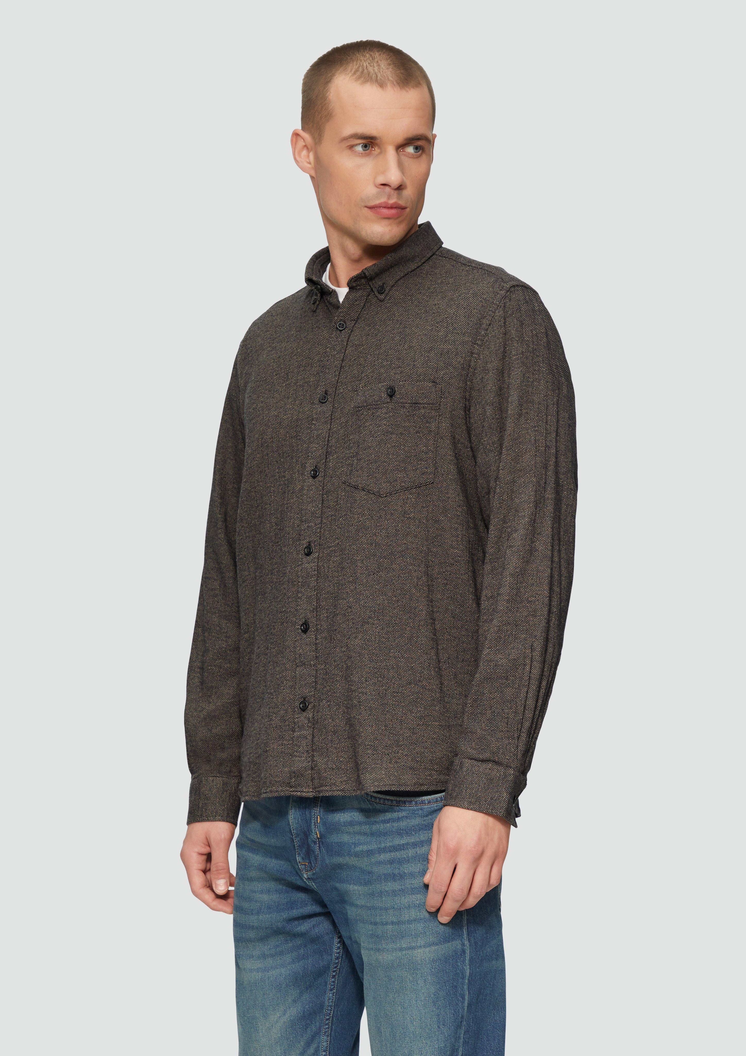Langarmhemd Regular Fit: Strukturiertes Hemd mit Button-Down-Kragen