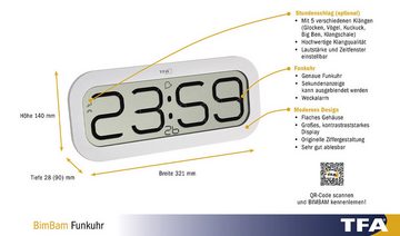 TFA Dostmann Funkwanduhr 60.4514.02 Tischuhr oder als Wanduhr mit goßem Display, (Bim Bam Stundenschlag und 4 weitere Varianten)