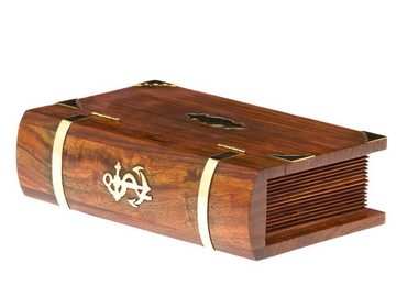 Aubaho Buchtresor Buchattrappe abschließbar Holz Box Schmuckschatulle Anker antik Stil b