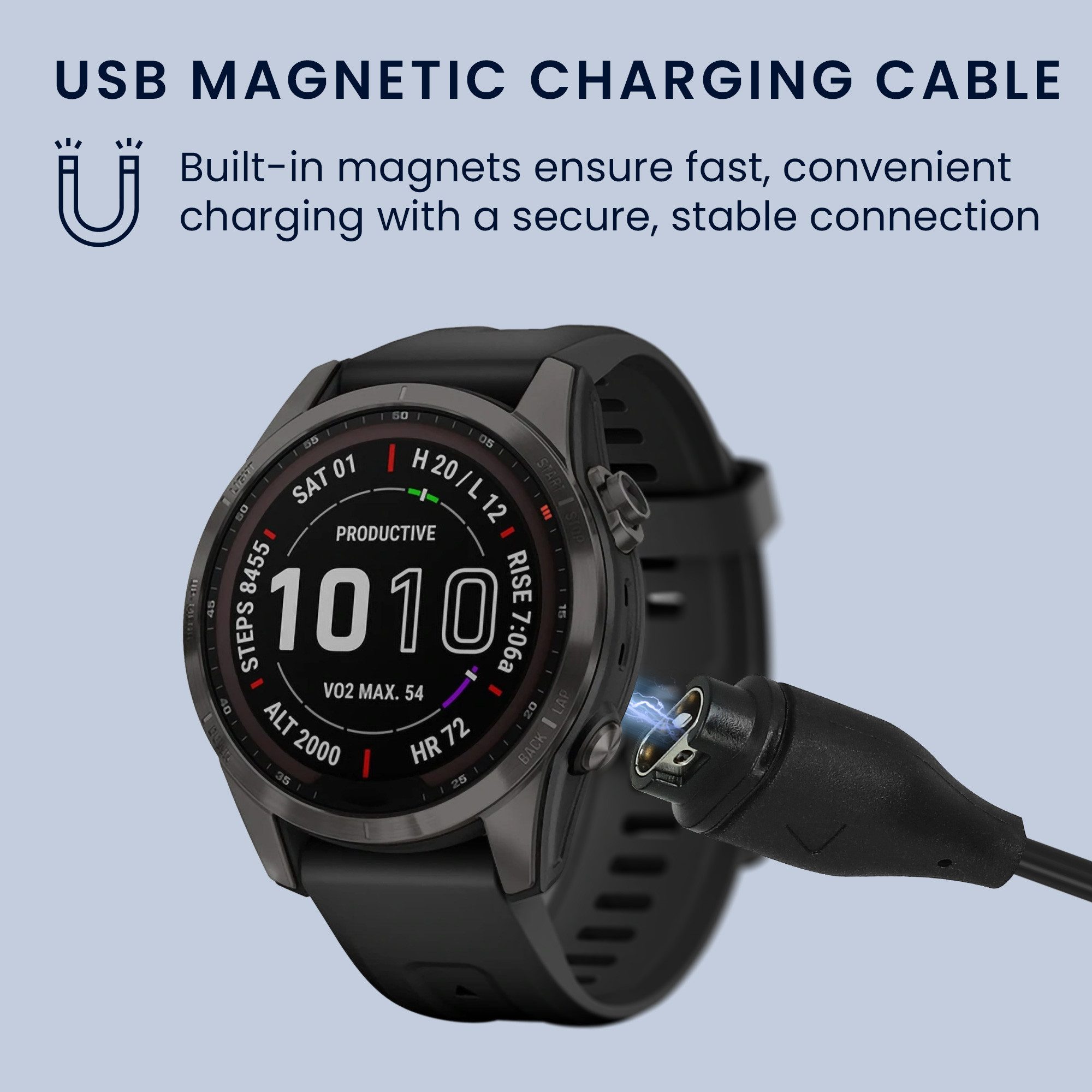 kwmobile Smartwatch Ladekabel für Garmin Vivoactive 3, 4 / Vivosport / Venu 2 Smartphone-Ladegerät (1-tlg., USB Ladekabel für Smartwatch Aufladekabel - Fitnesst – Bild 4 von 5