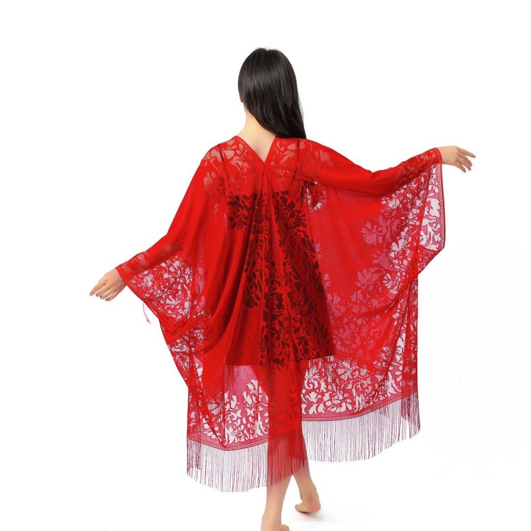 nsihing Modeschal Eleganter Spitzen-Strandüberwurf für Damen, Badeanzug-Cover-up Stola, für Abendkleider Urlaub Party – Bild 4 von 4
