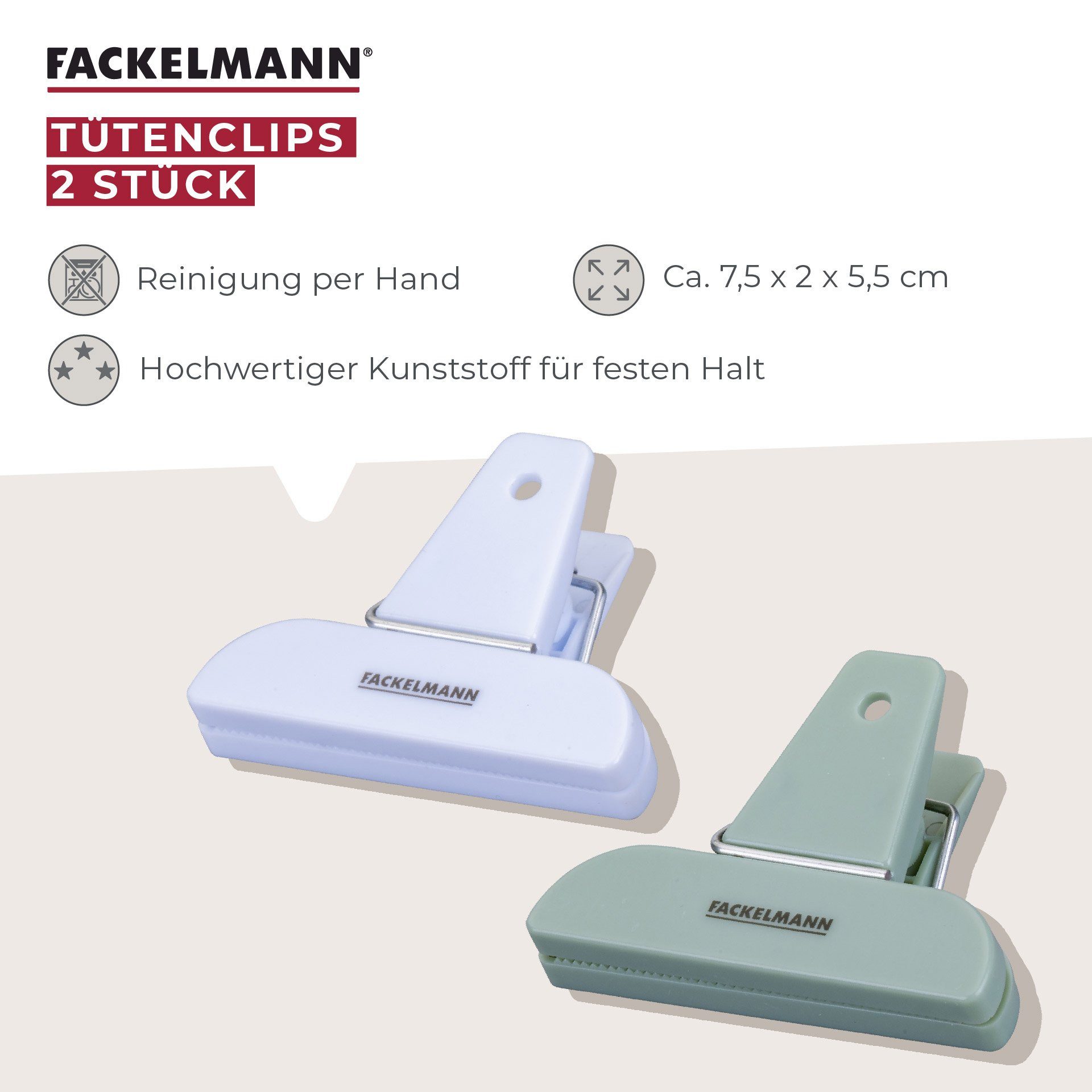FACKELMANN Verschlussklammer Tütenclips, Verschlussklammern, Beutelversiegelung, Frischhalteclips