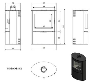 Kratki Kaminofen KOZA/AB/S/2, 10,00 kW