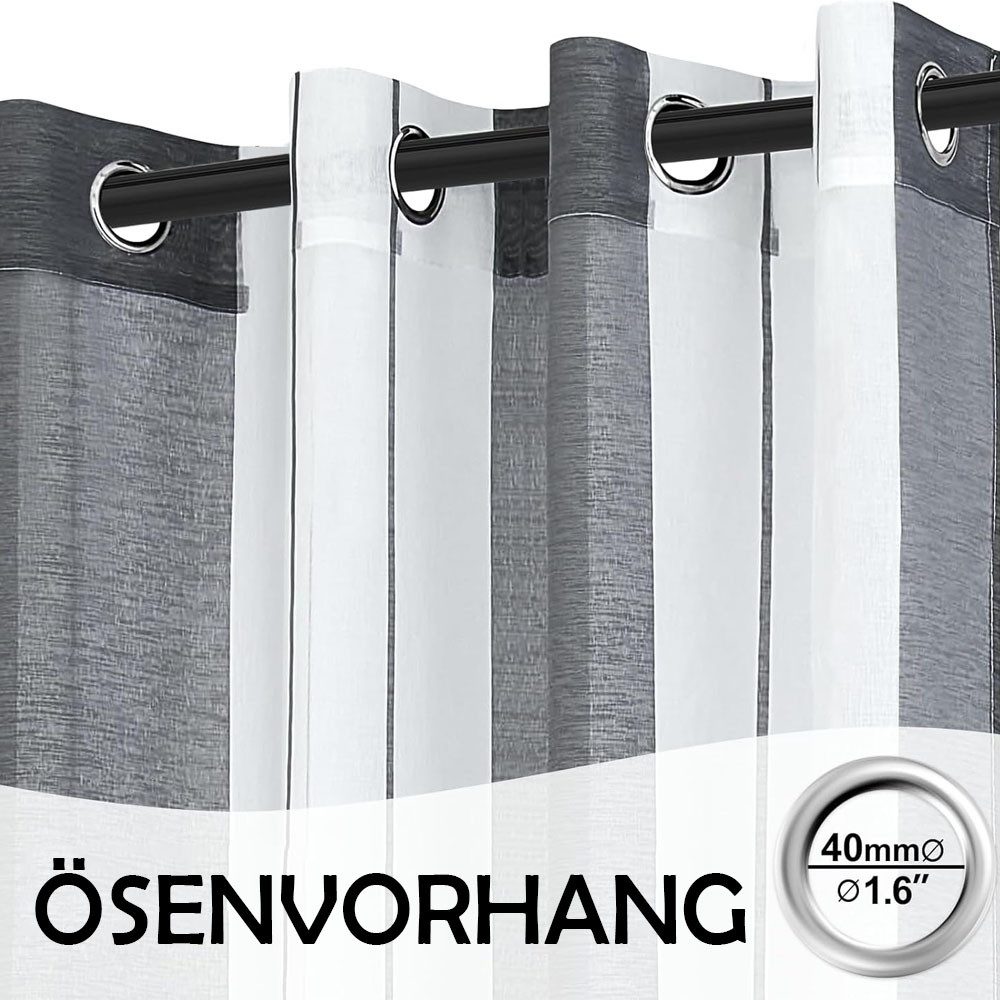 TUWENA Gardine Vorhänge mit Ösen, Streifen Voile Gardinen Halbtransparent 2 günstig online kaufen