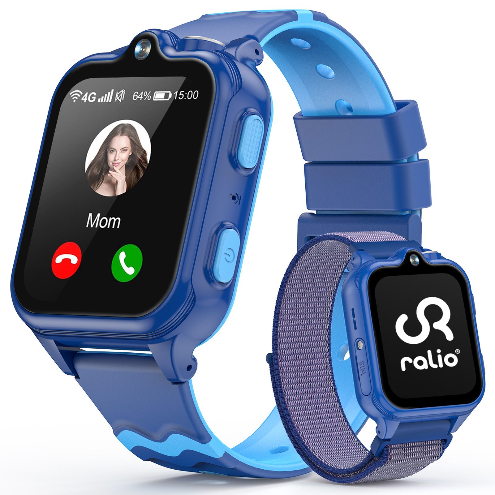 Ralio R5 Ultra 2026 4G Smartwatch Kinder mit GPS, 2+16 GB Großem Speicher Smartwatch (2MP Front + 5MP Rück, mehrere Sportmodi cm/1,72 Zoll) 900mAh Akku, SOS, Schulmodus, ideale Kinderuhr für Jungen und Mädchen 5–16 Jahre