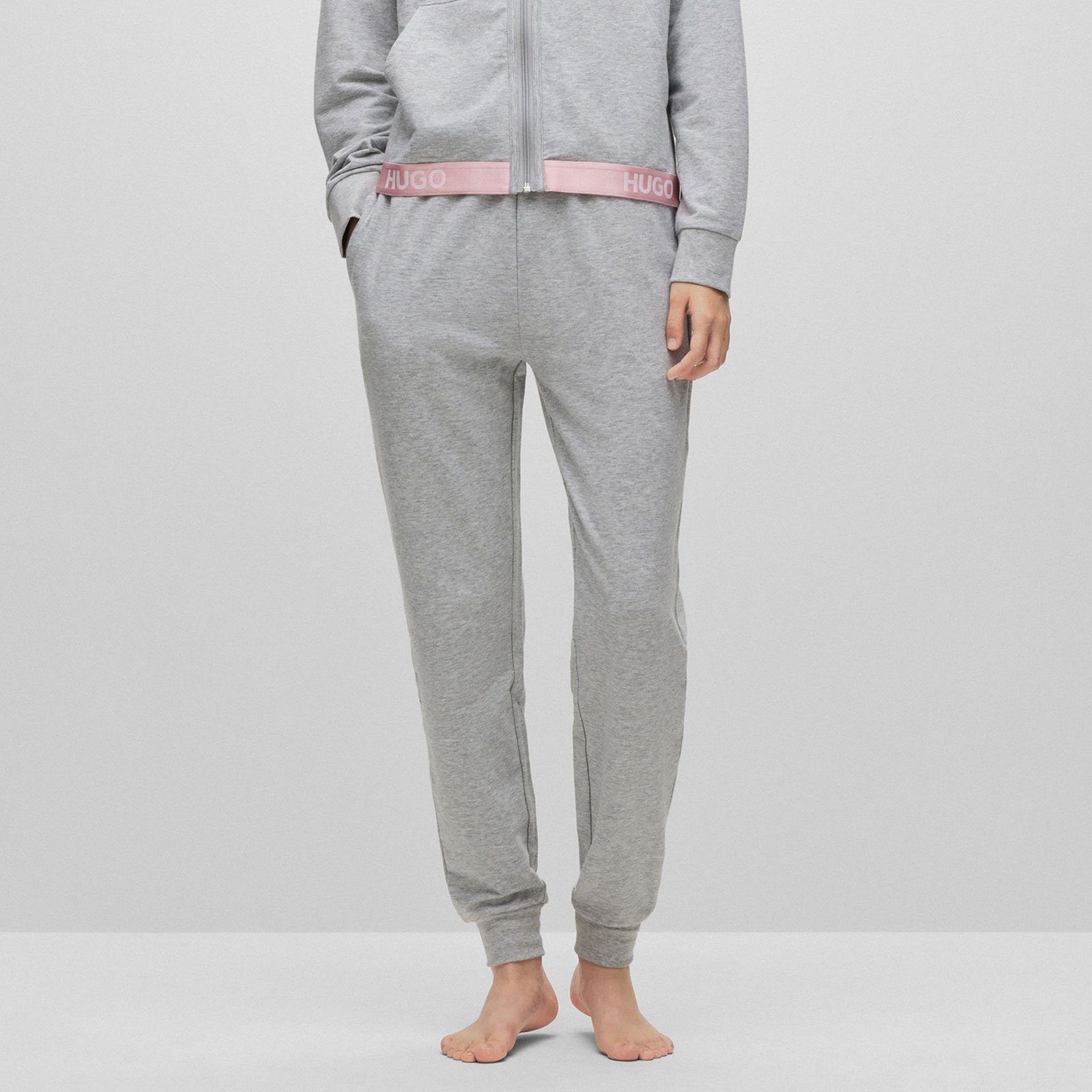 Marken-Logos HUGO grey Sporty 035 Bund sichtbarem mit Pants Logo Jogginghose mit