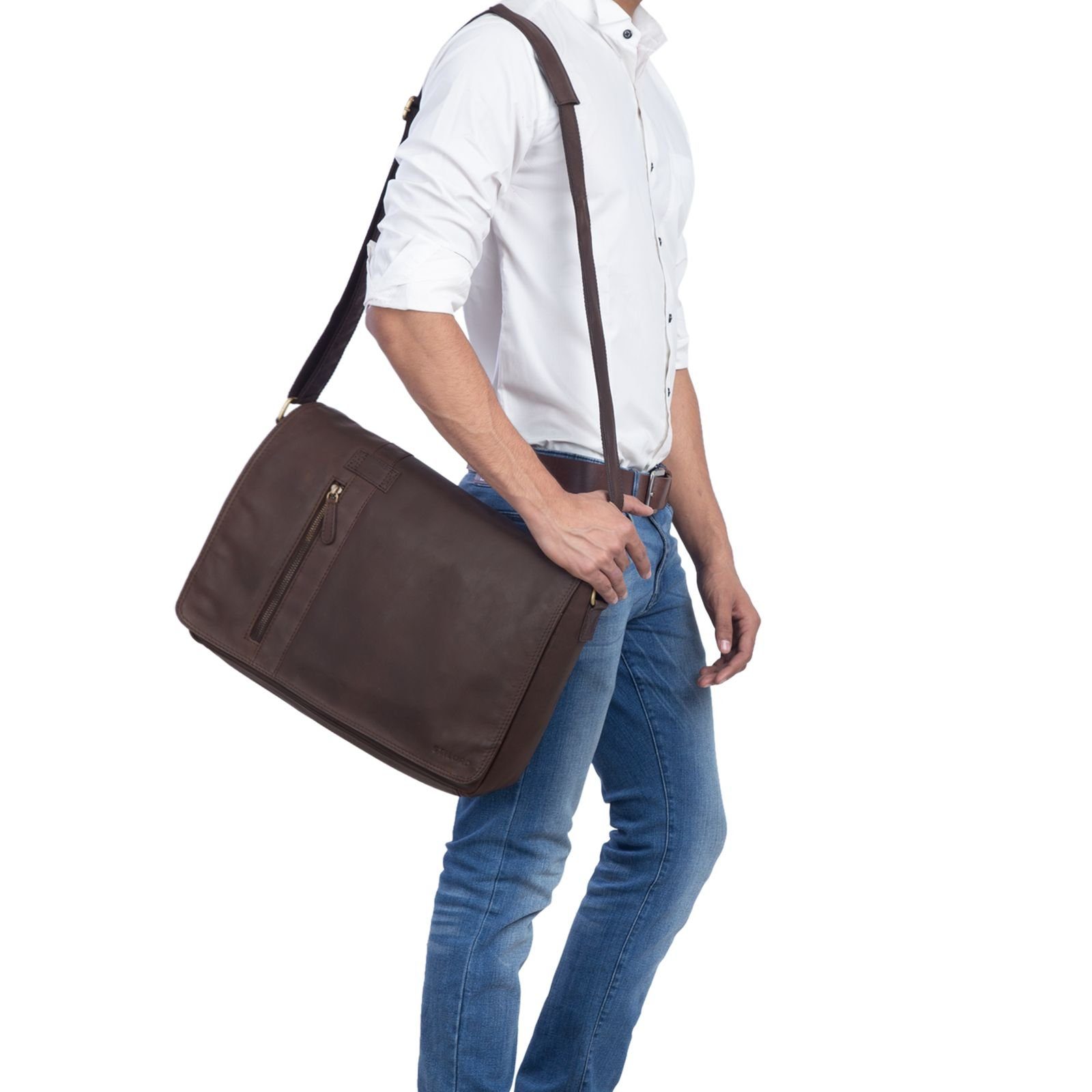 STILORD Schultertasche "Nicolas" Messenger Bag Laptoptasche Leder