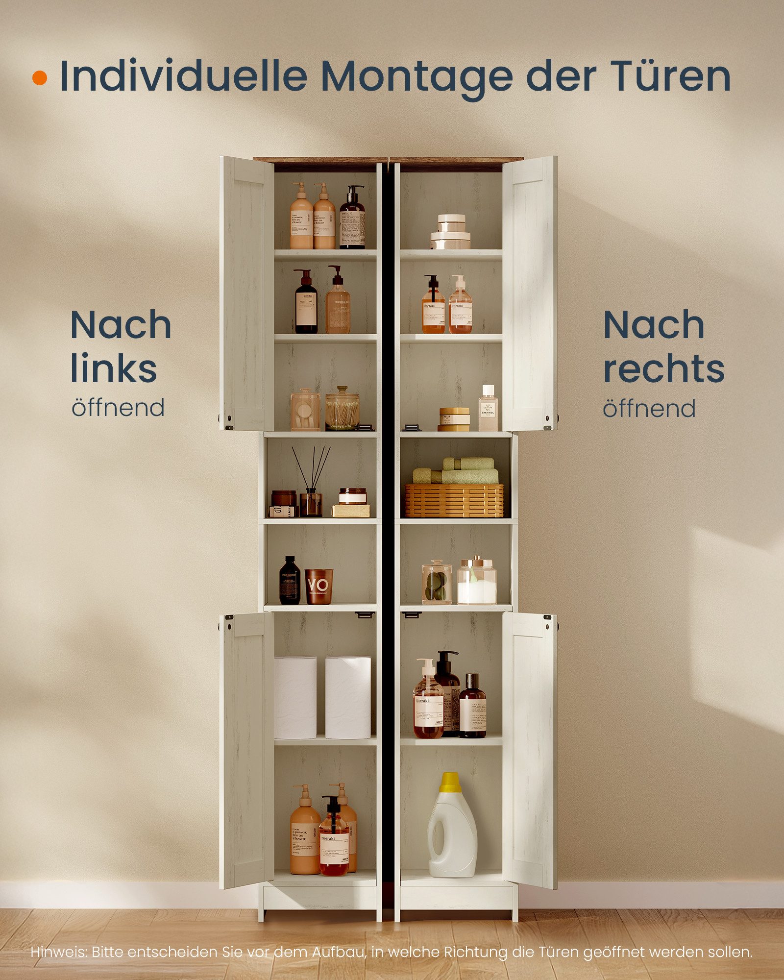 SONGMICS HOME Badkommode Badezimmerschrank Badschrank schmal, verstellbare Ablagen, Toolless-Technologie, superschnelle werkzeuglose Montage – Bild 5 von 5