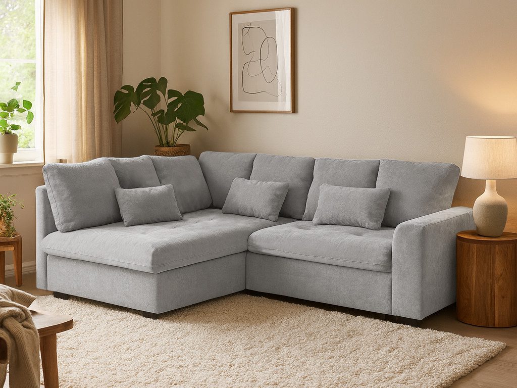 Beautysofa Ecksofa RAMO mit Schlaffunktion 160x200 cm, im Set mit Topper