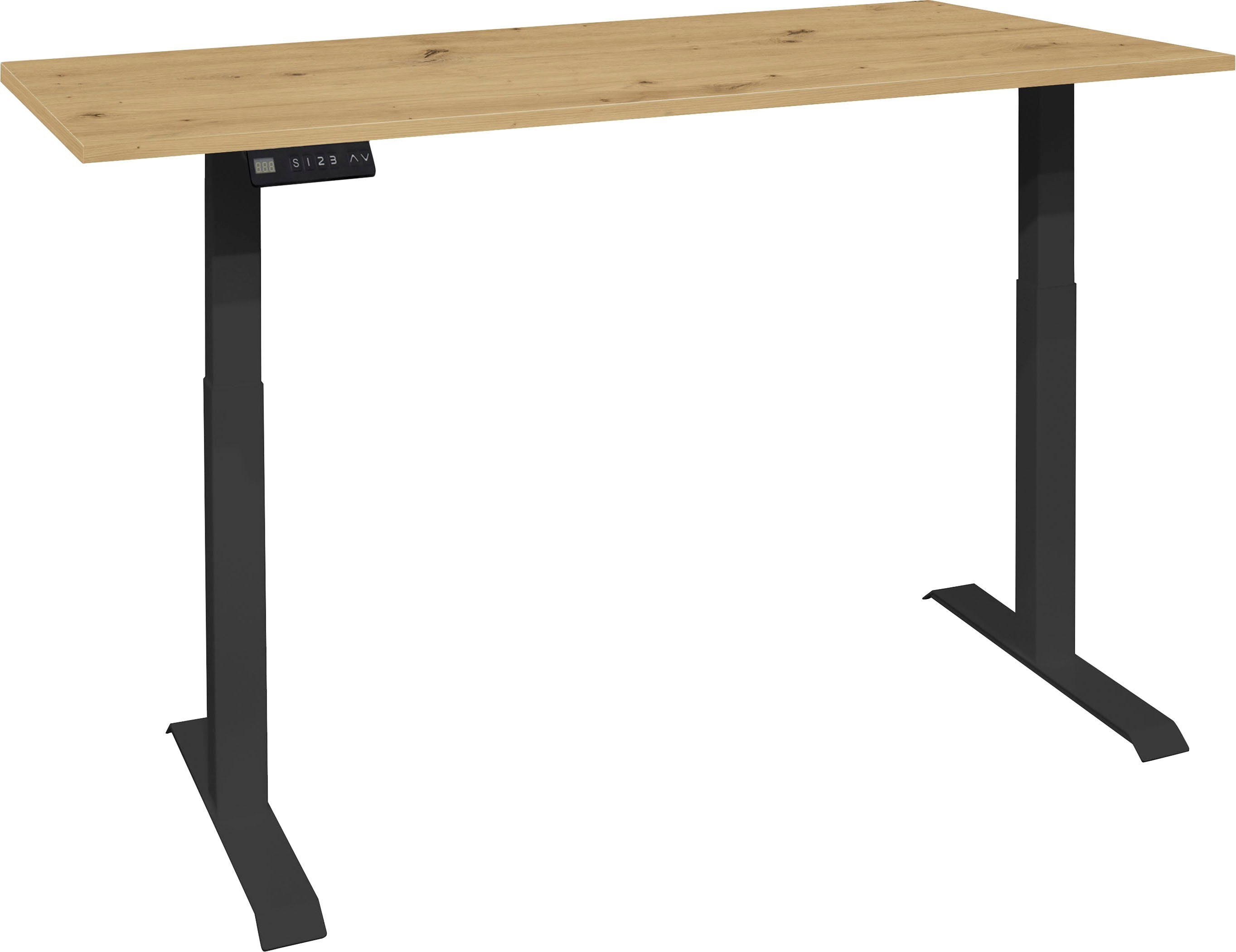 Mäusbacher Schreibtisch Big System Office, Arbeitstisch, Bürotisch, Breite 120 cm, elektrisch höhenverstellbar, asteiche