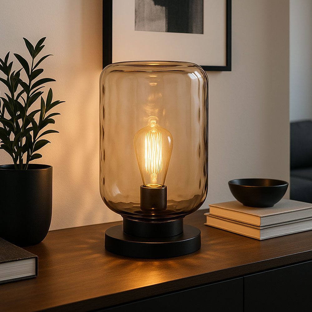 GLOBO LIGHTING LED Tischleuchte, Leuchtmittel inklusive, Warmweiß, Tischleuchte Nachttischlampe amber Schreibtischlampe