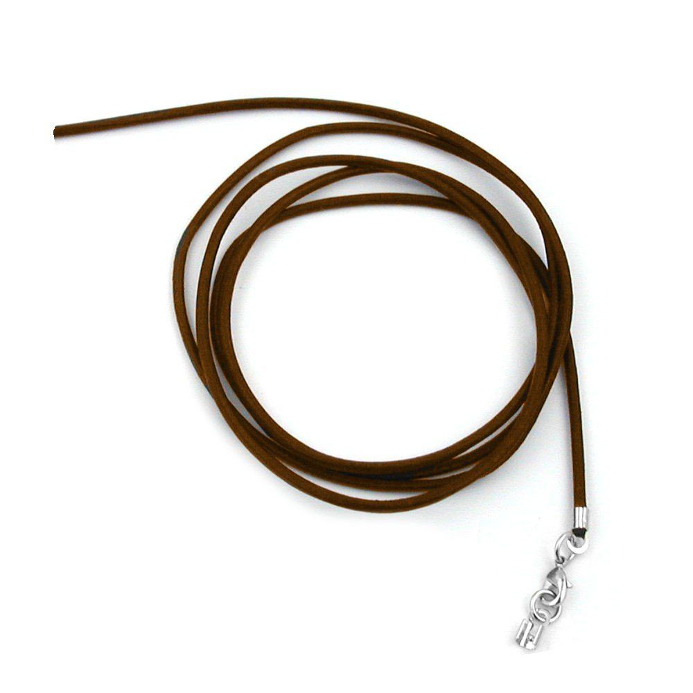 unbespielt Lederband Lederband Halskette für Anhänger Braun Verschluss Karabinerverschluss Silberfarben Länge 1 m verkürzbar. Breite 2 mm, Modeschmuck für Damen und Herren