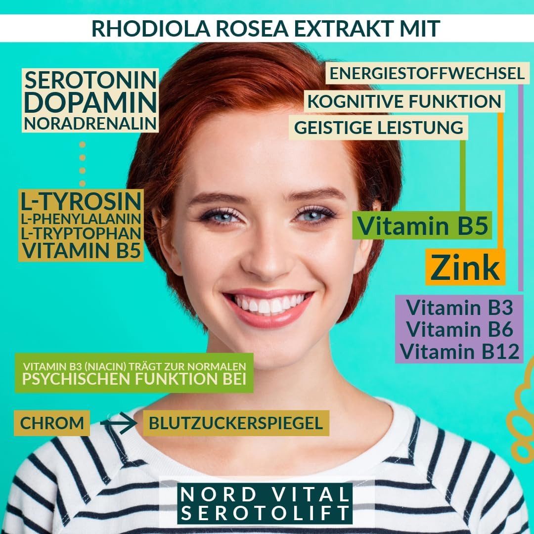 Nord Vital Serotolift Original: Serotonin & Dopamin Vorstufen, Vegan Kapseln, 73 g