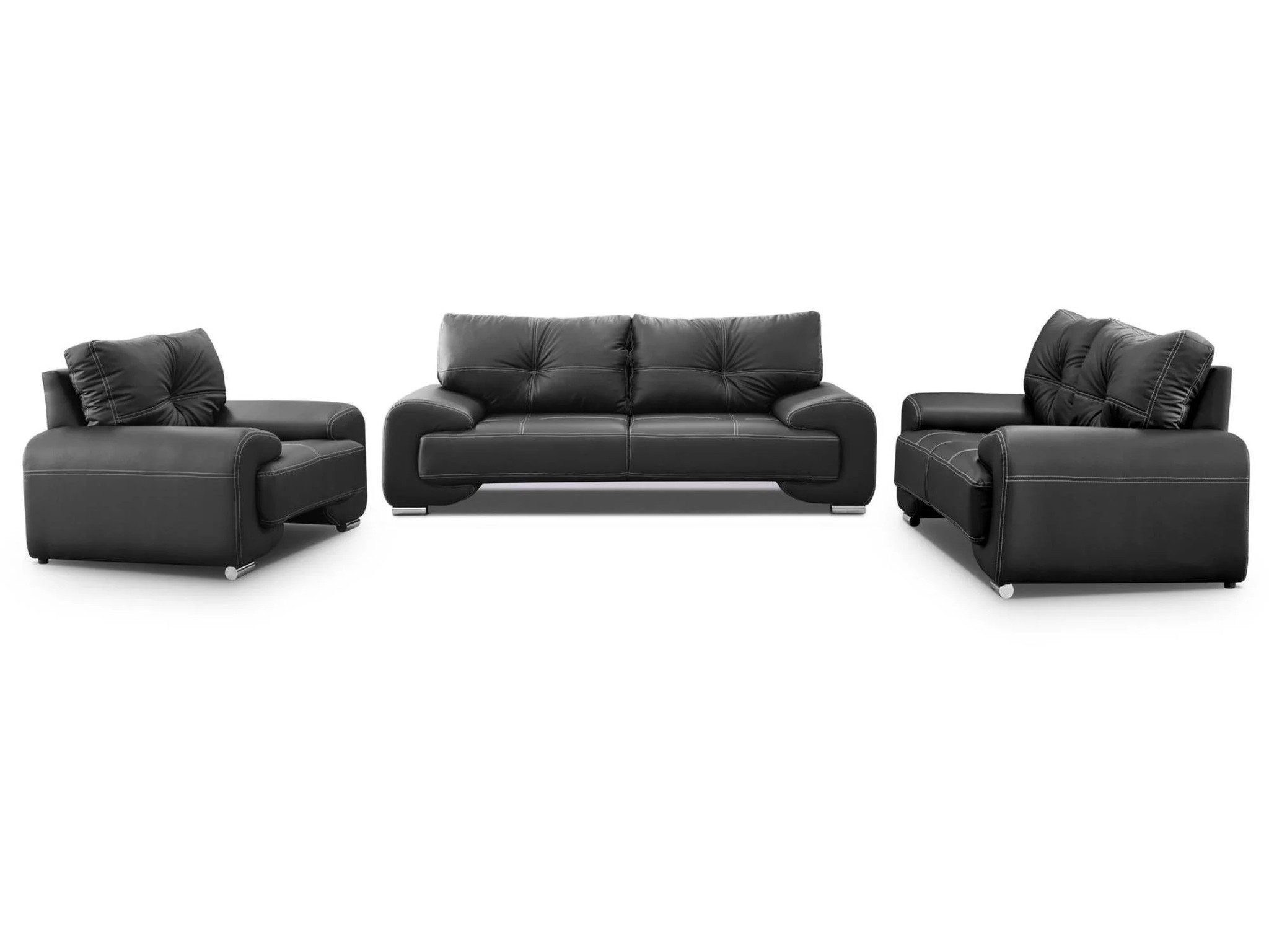 Beautysofa Polstergarnitur OMEGA 3+2+1 klassisches Wohnzimmer-Set, Kunstleder, (in zeitlosen Farben, Komfort-Set mit Wellenfedern und Schaumstoff), Wohnzimmer Big-Sofa set