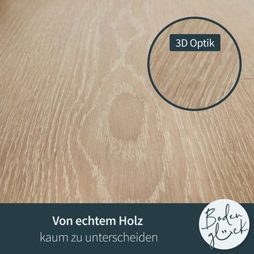 Bodenglück Vinylboden Klick-Vinyl Eiche Greetsiel, Braun, natürliche Holzoptik mit Trittschalldämmung, 1210 x 228 x 5 mm, Paketpreis für 2,21m², TÜV geprüft