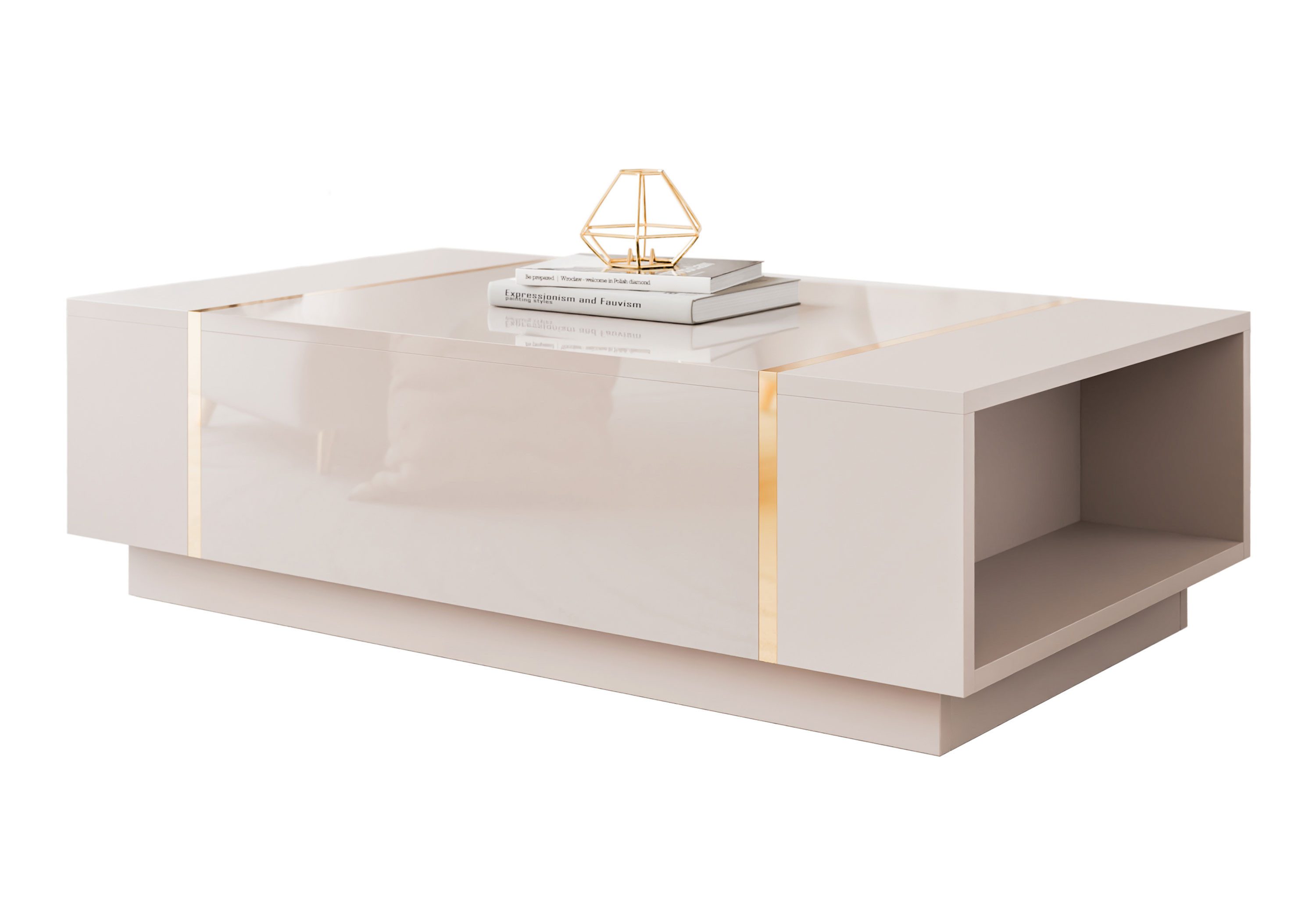 Lookway Couchtisch ONYX Kaschmir Hochglanz – Moderner Wohnzimmertisch (1x T günstig online kaufen