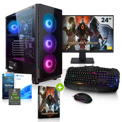 Megaport Gaming-PC-Komplettsystem (24", Intel Core i5-14400F 10x2,50 GHz 14400F, GeForce RTX 4060, 16 GB RAM, 1000 GB SSD, Windows 11, WLAN)