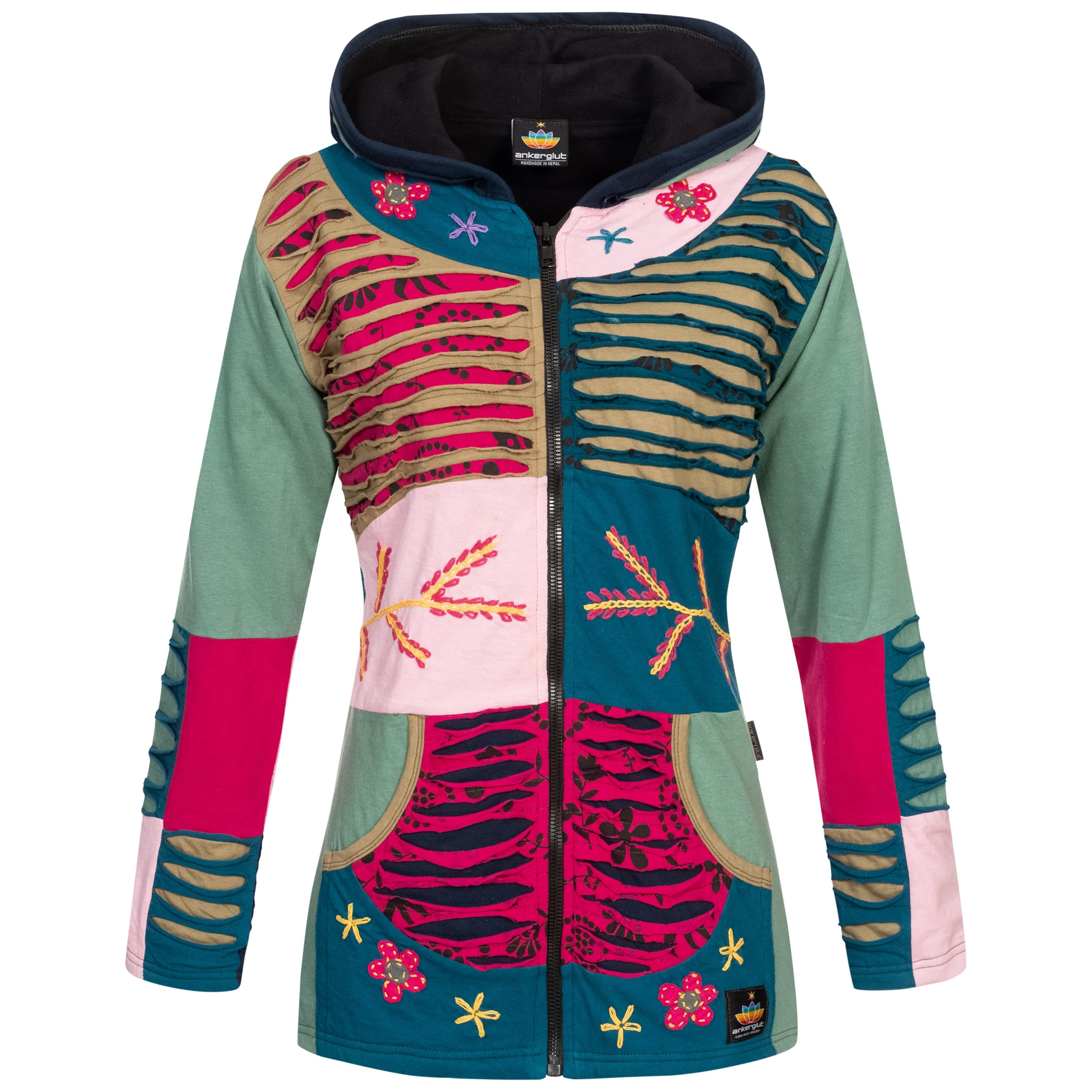 Active DEPROC II Multicolor NEW Fleecejacke Patchwork FLOWER pink NUNAVUT POWER