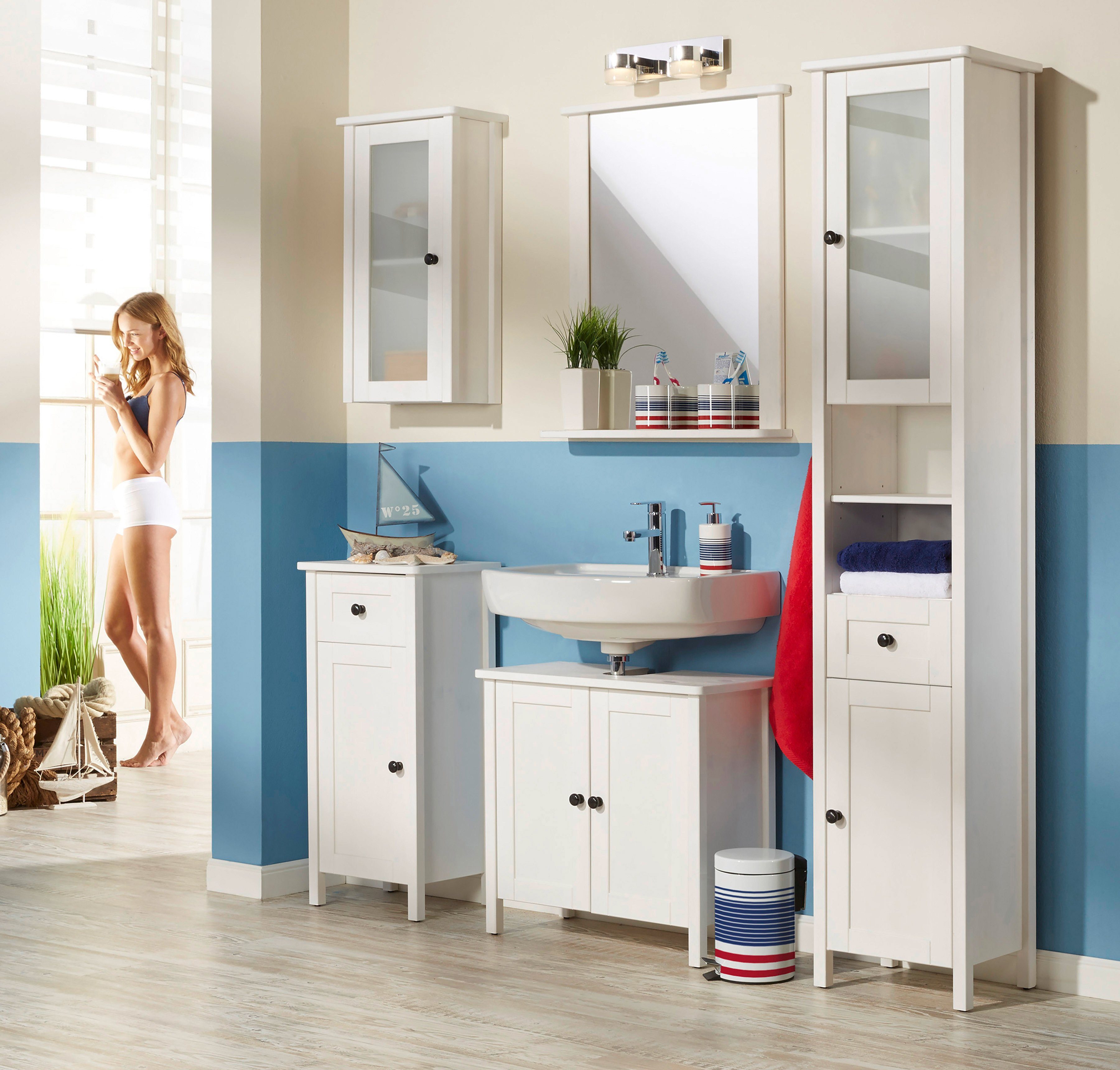 welltime Hochschrank Sylt Badmöbel im Landhaus-Stil, Breite 40 cm, aus Mass günstig online kaufen