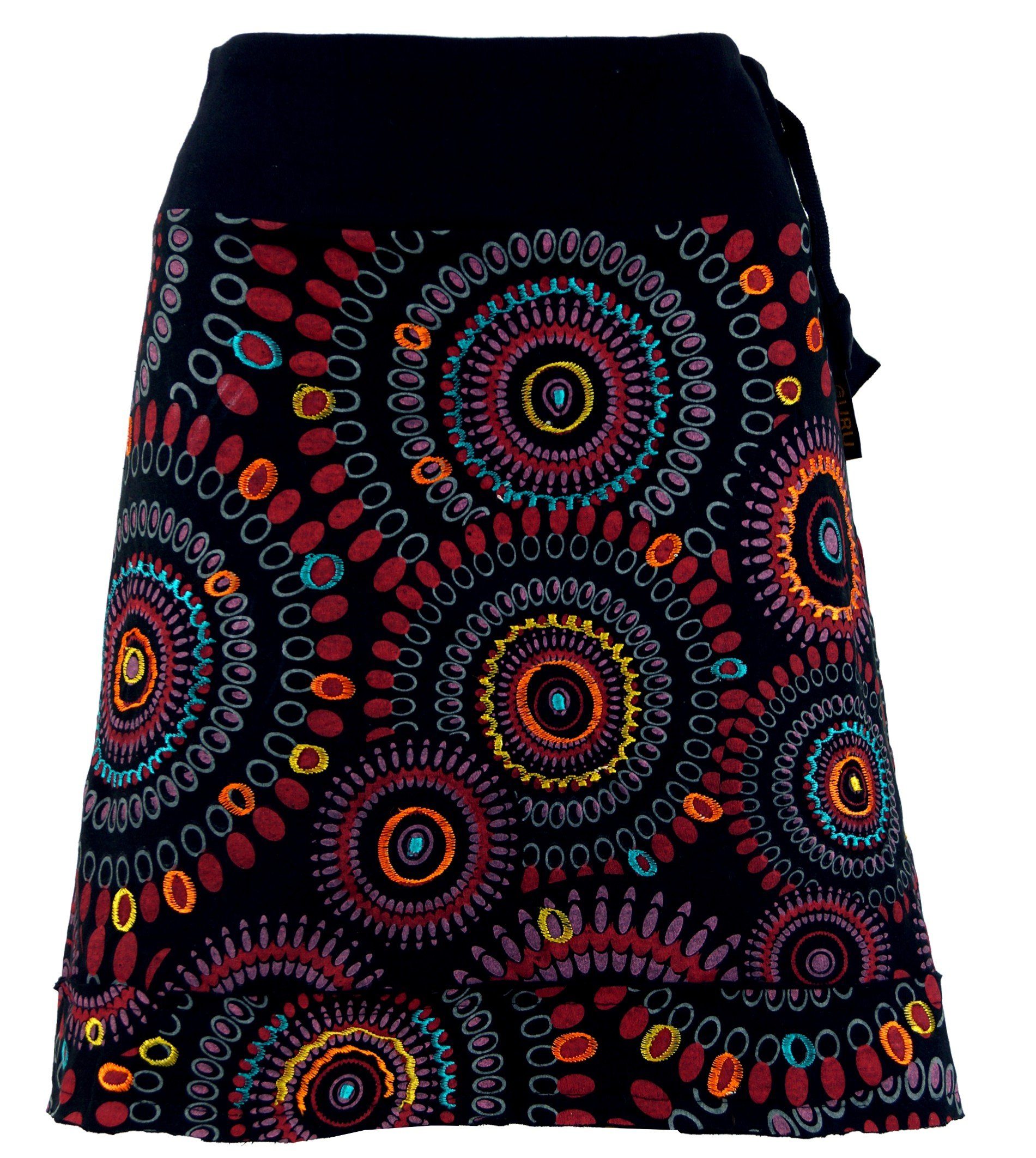 Guru-Shop Minirock Bestickter Minirock, Boho chic Rock, Retro.. alternative Bekleidung schwarz/rot