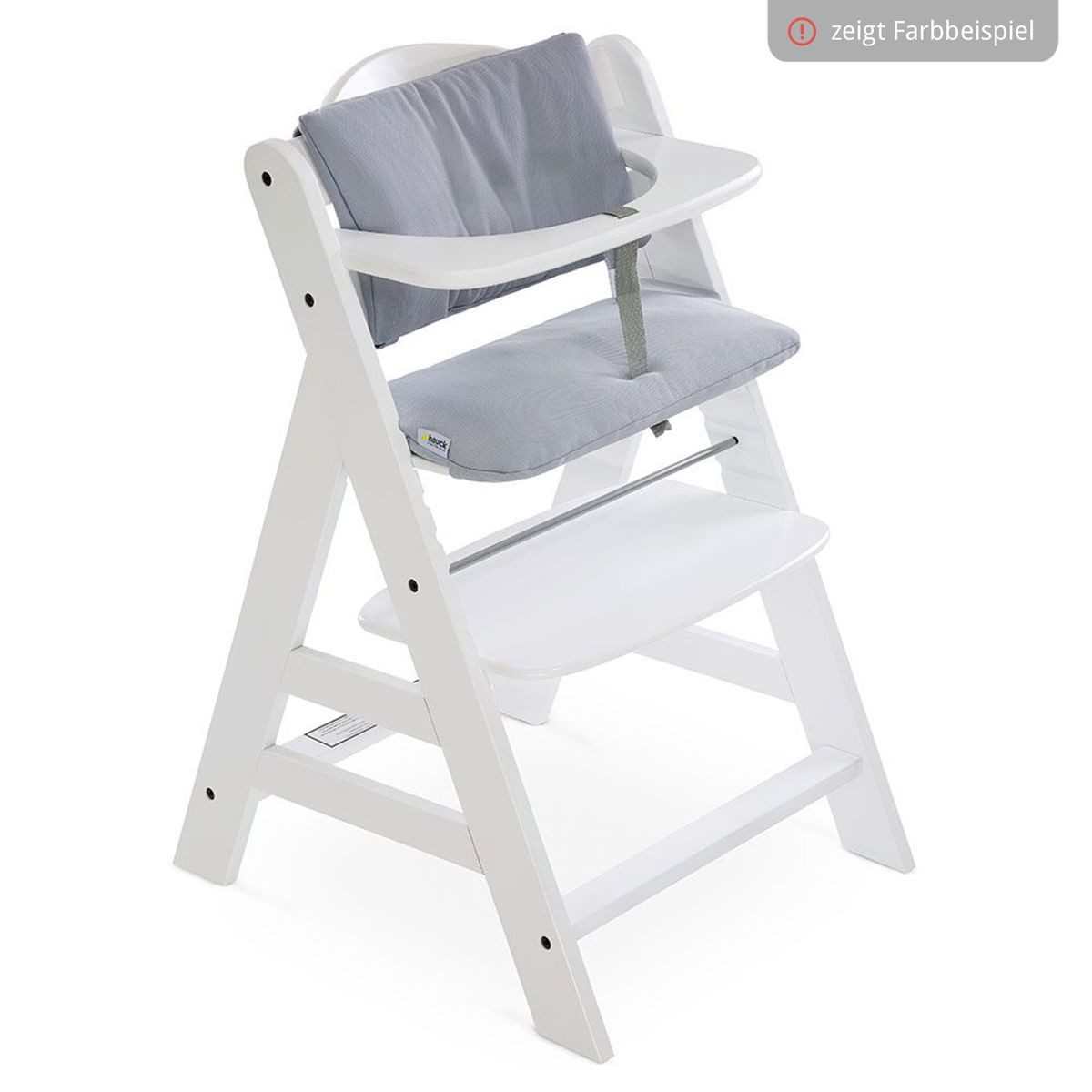 Hauck Hochstuhl Alpha Plus Grey, Mitwachsender Holz Kinderhochstuhl verstellbar mit Sitzauflage & Gurt