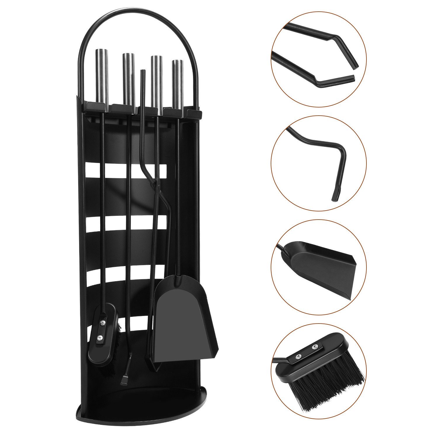 Clanmacy Kamingarnitur Kaminreinigungs Set 5-tlg. Kaminbesteck Kaminwerkzeuge Ständer, (5-St)