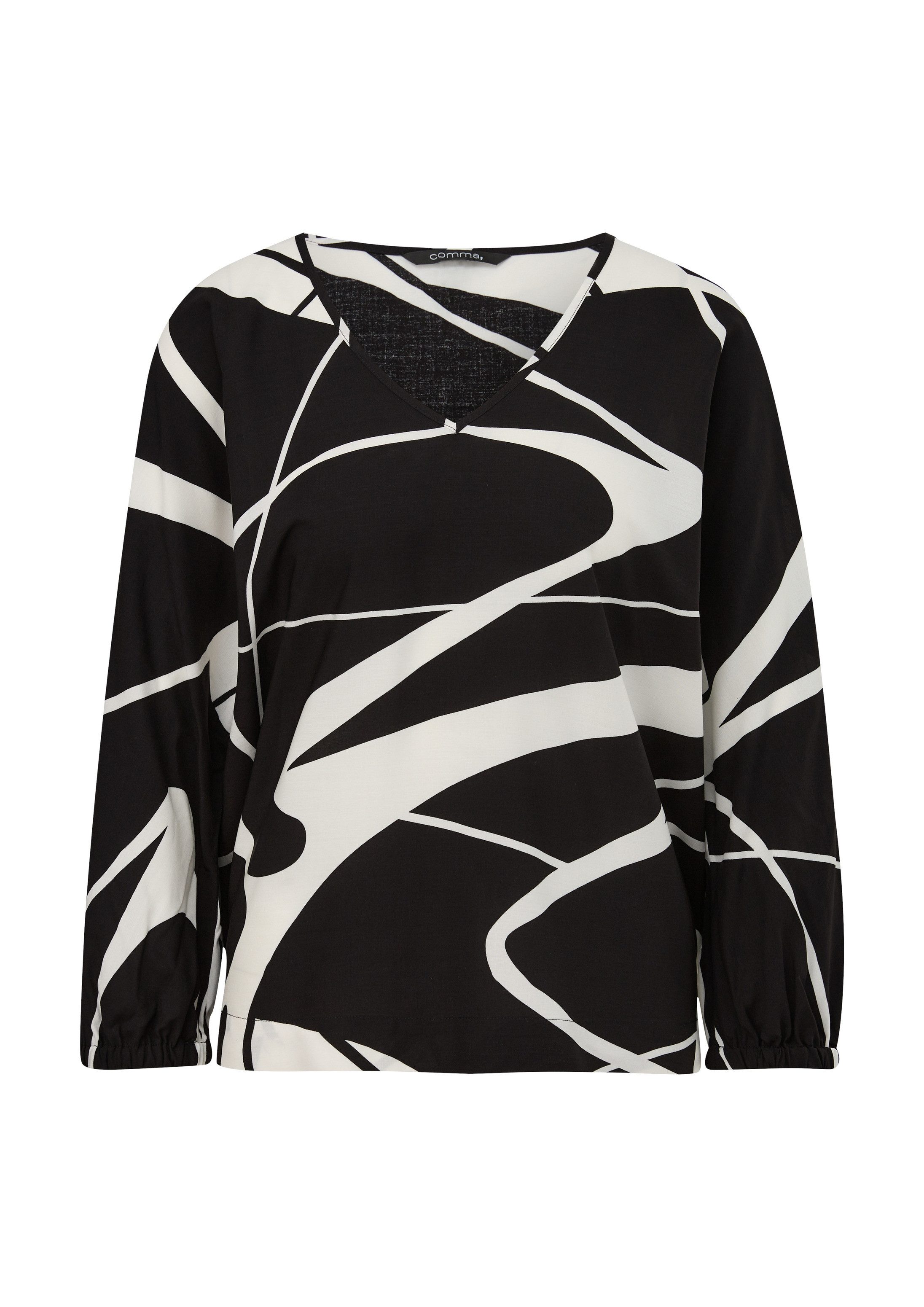 comma Langarmbluse Bluse Bluse mit All-over-Print