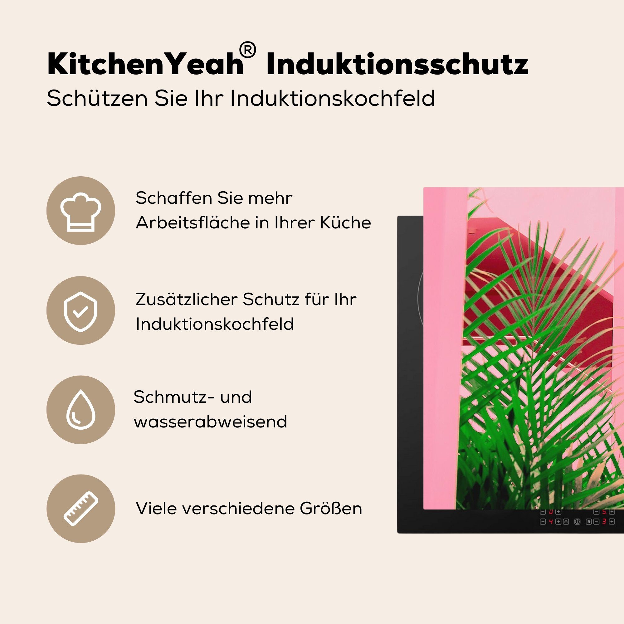 - 81x52 (1 - Sommer küche Vinyl, Pflanzen Herdblende-/Abdeckplatte Garten, MuchoWow tlg), für Ceranfeldabdeckung, Arbeitsplatte cm,