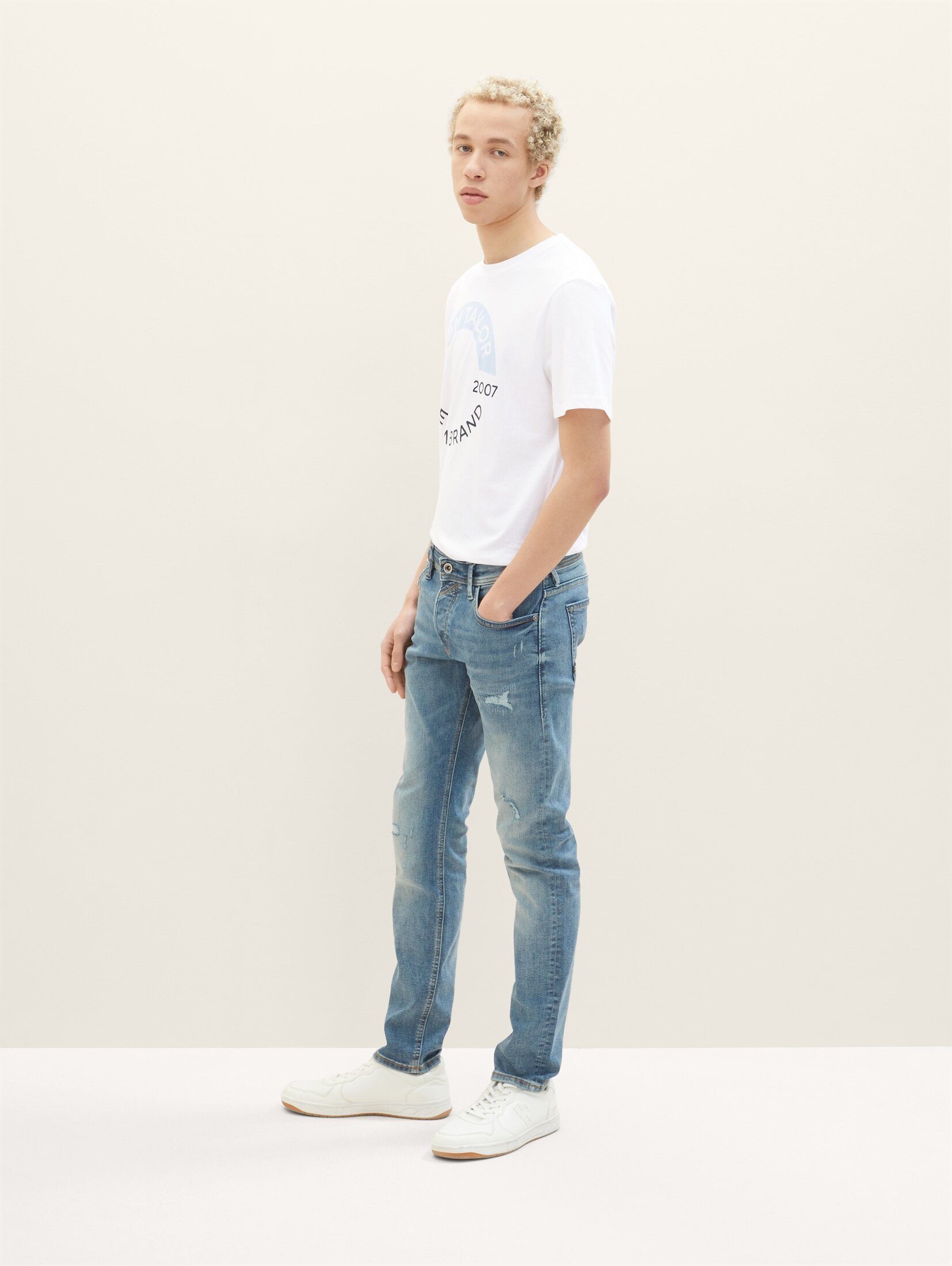 TAILOR Blue Denim TOM Straight-Jeans Piers Tinted Denim Jeans Slim