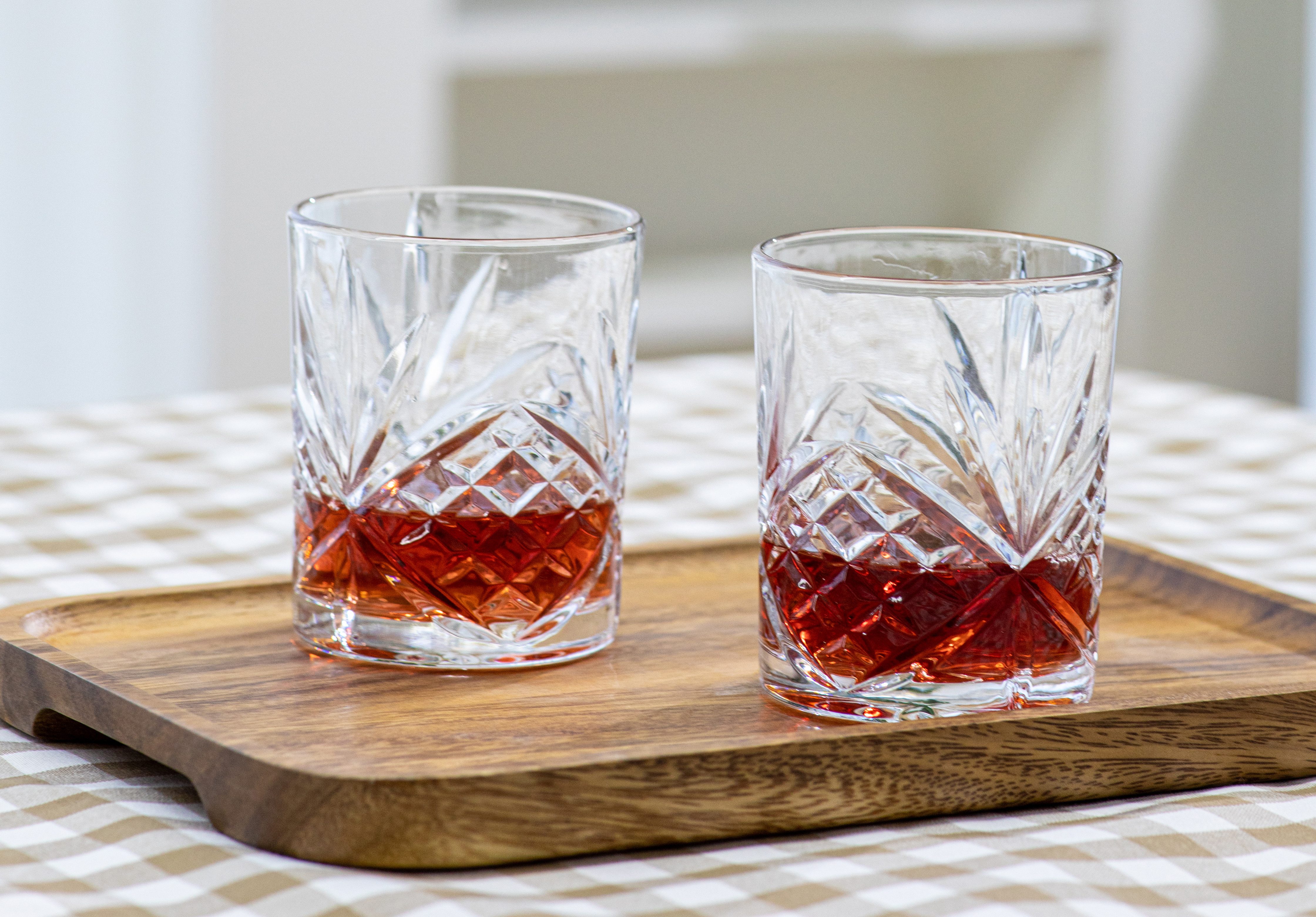 ECHTWERK Whiskyglas Tumbler Set ca. 330ml, 4-tlg., Glas, mit Schliffoptik und Reliefstruktur