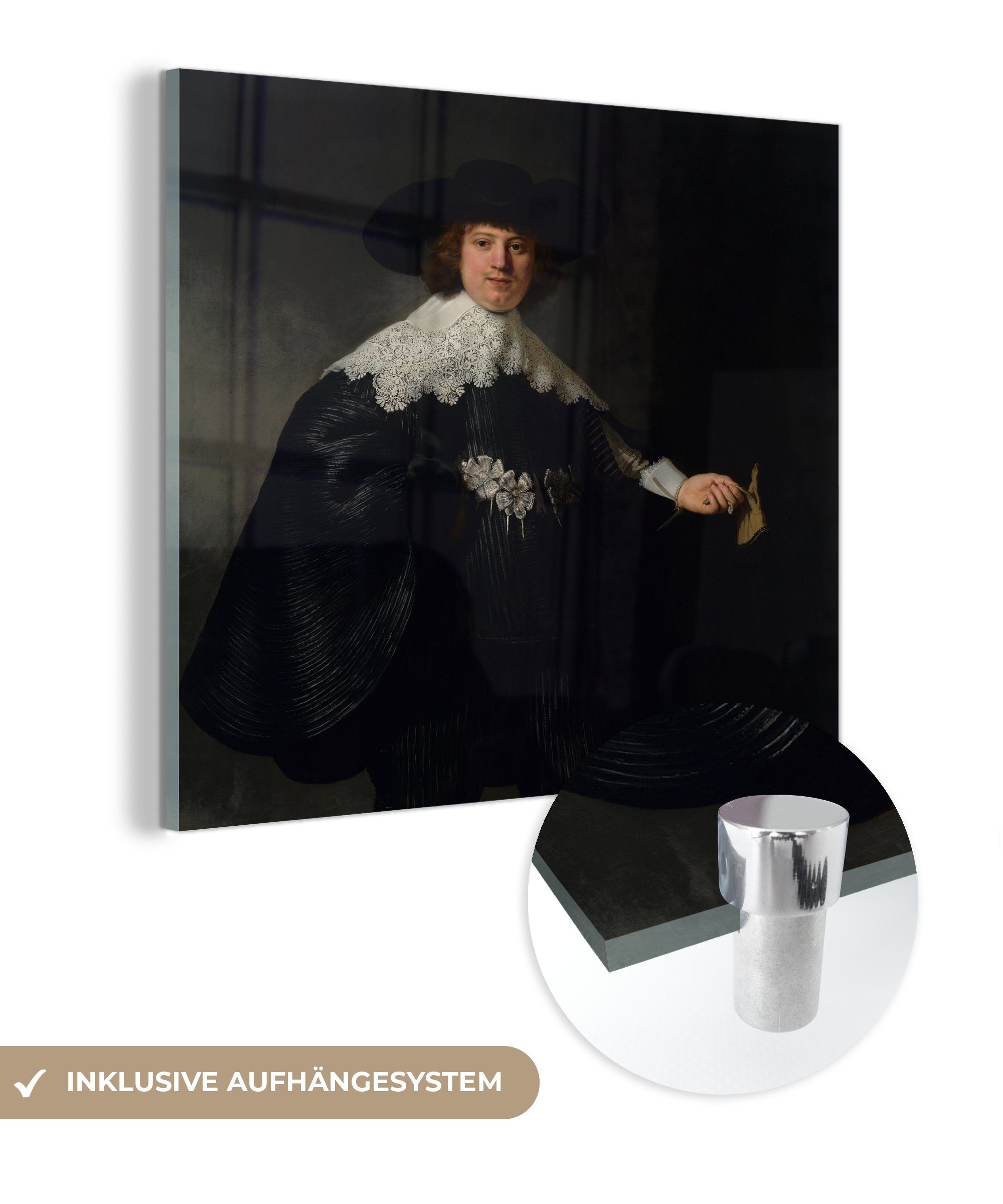 MuchoWow Acrylglasbild Das Hochzeitsbildnis Rembrandt von St), Rijn, Wandbild Foto Bilder (1 auf Glas - - Soolmans auf bunt Glas - - van Wanddekoration Glasbilder Marten