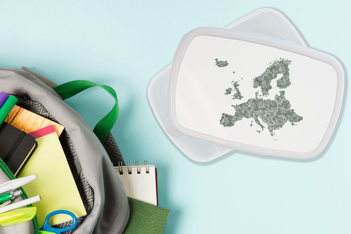 für Erwachsene, und - weiß Lunchbox Europa (2-tlg), Mädchen Kunststoff, und Brotdose, für MuchoWow Jungs - Palmblatt, Brotbox Kinder Karte