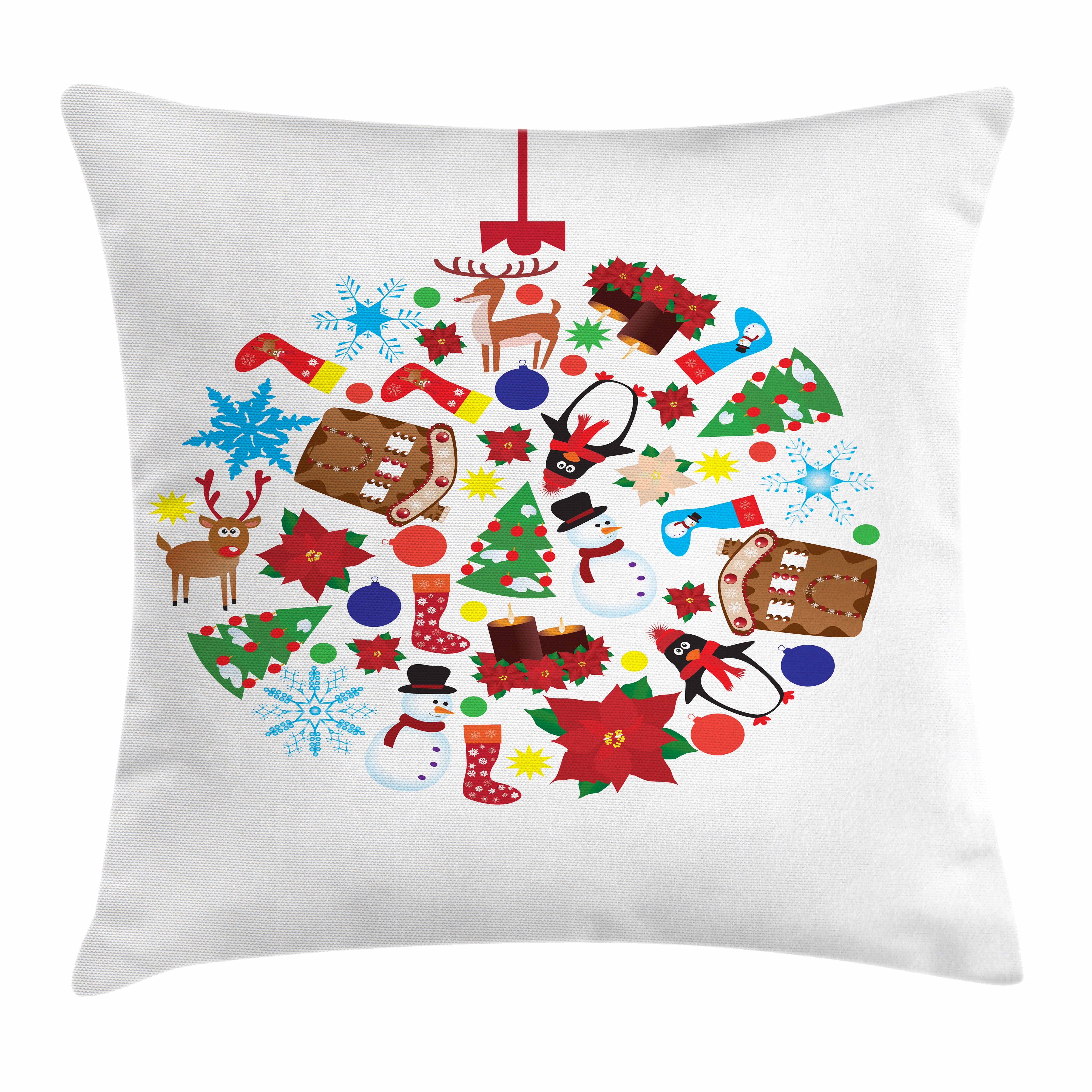 Kissenbezüge Reißverschluss Kissenhülle Farben (1 mit Noel Traditioneller Druck, Joy Farbfesten Weihnachten Abakuhaus Stück), Beidseitiger