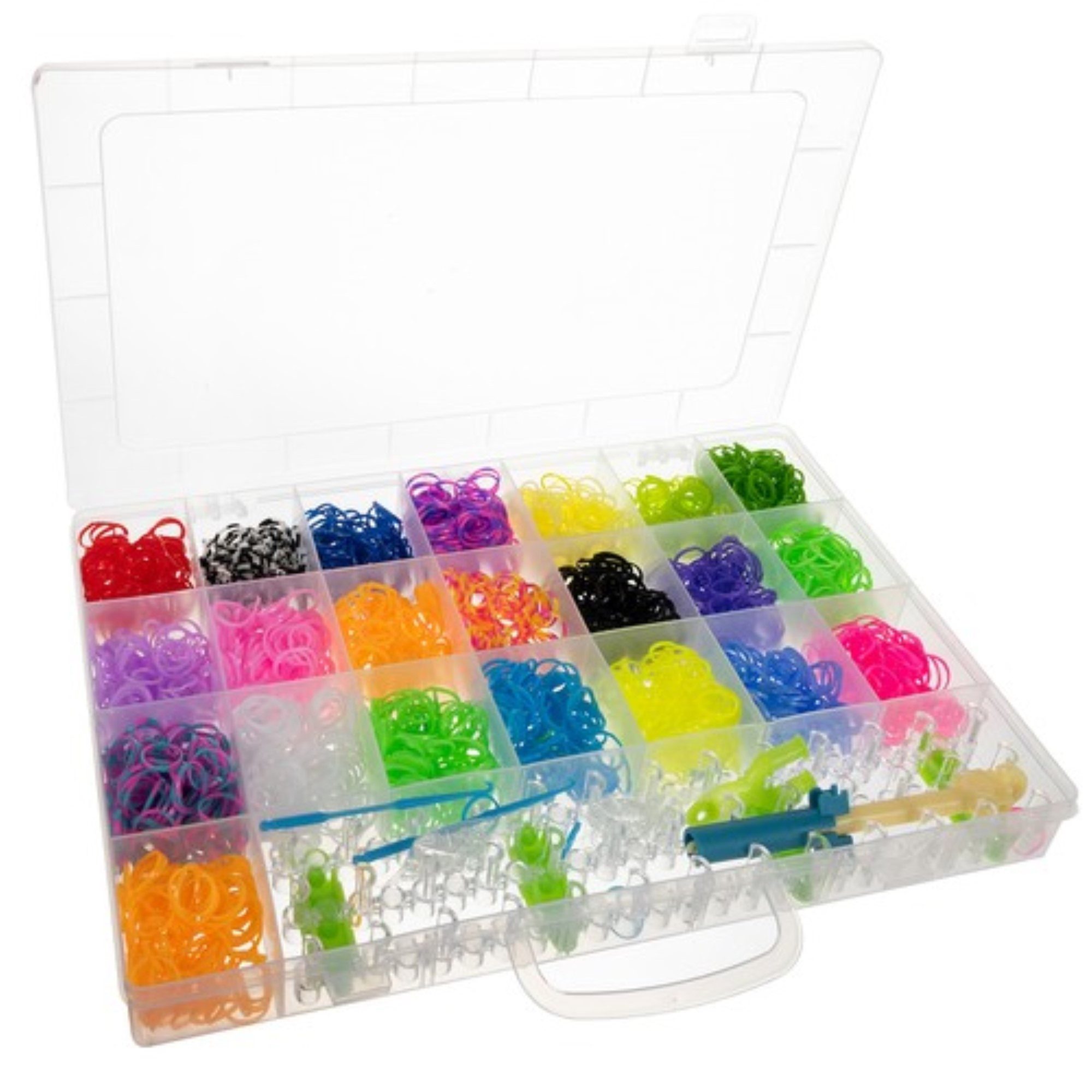 KRUZZEL Kreativset Loom Bands Gummibänder Starter Set, Webhaken, Webrahmen, (Kreativ-Set, 4400-tlg., 4400 Loom-Bänder Set), Kreatives Bastelset für vielfältige DIY-Projekte ab 3 Jahren.