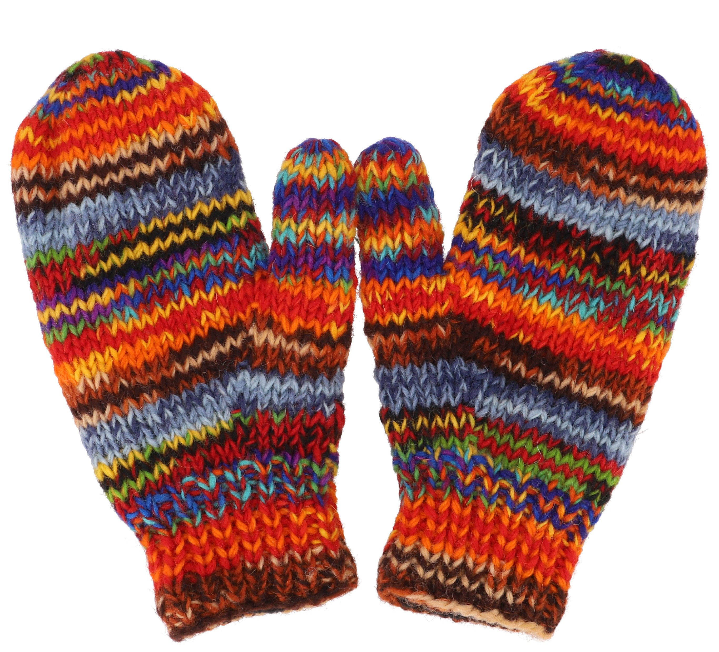 Guru-Shop Strickhandschuhe Handgestrickte Fausthandschuhe, Wollhandschuhe,..