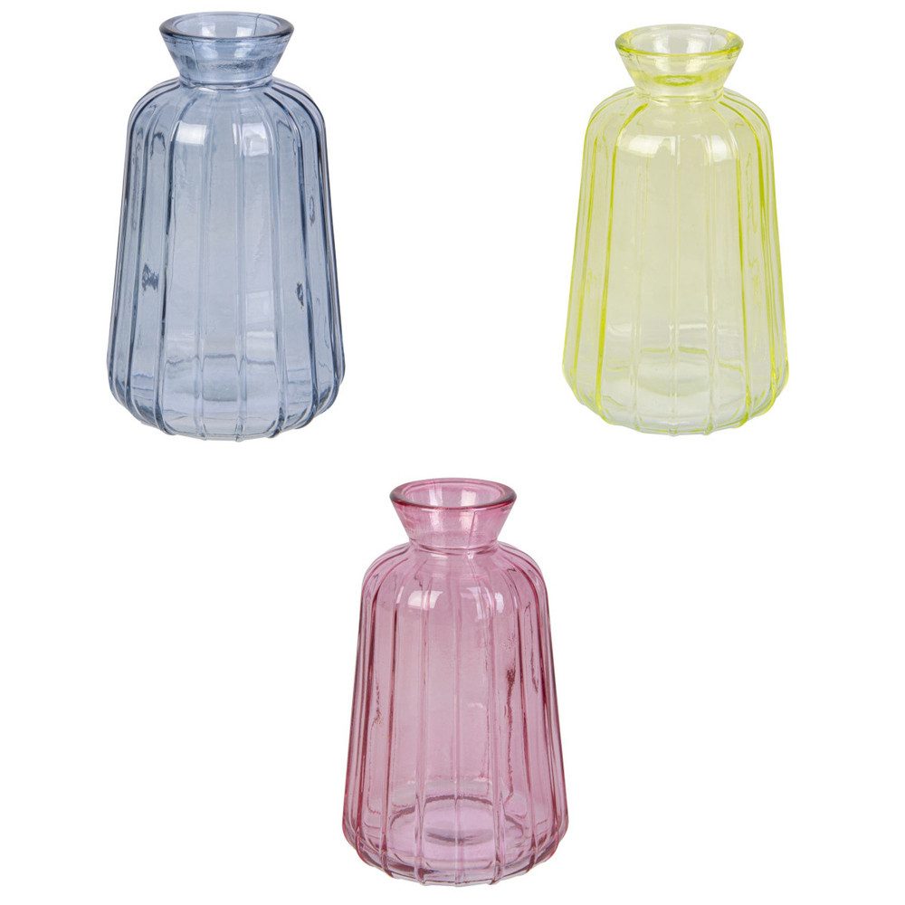 MICA Dekovase Glasvase bauchig - rosa/blau/grün - ca. 11 cm - 1 Stück