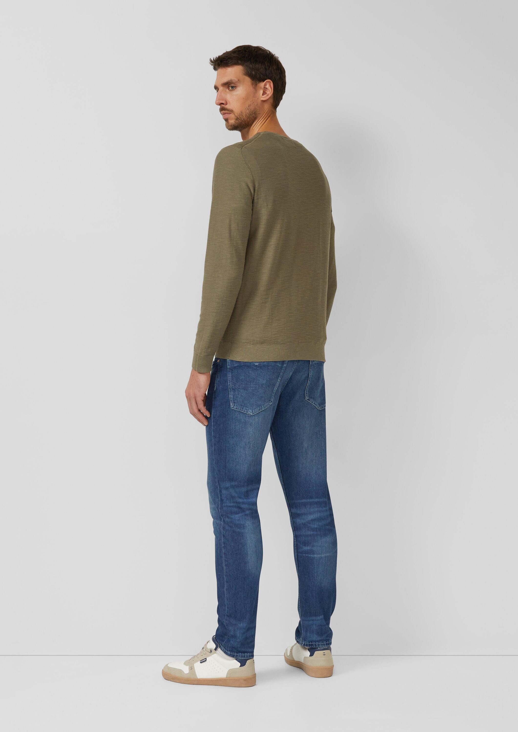 s.Oliver Longpullover Strickpullover Strickpullover mit Flammgarnstruktur und Rollkante