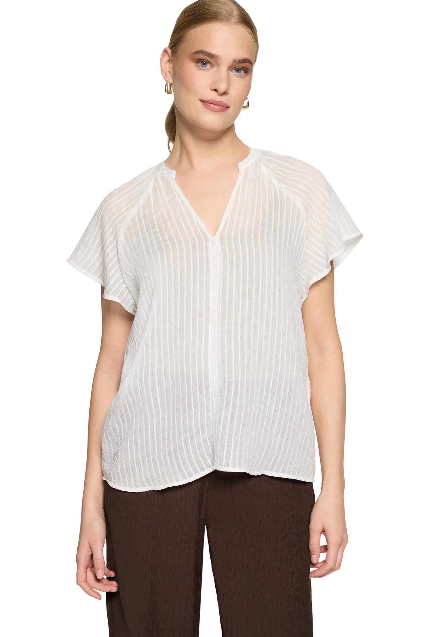 Zero Klassische Bluse Damen mit V-Ausschnitt