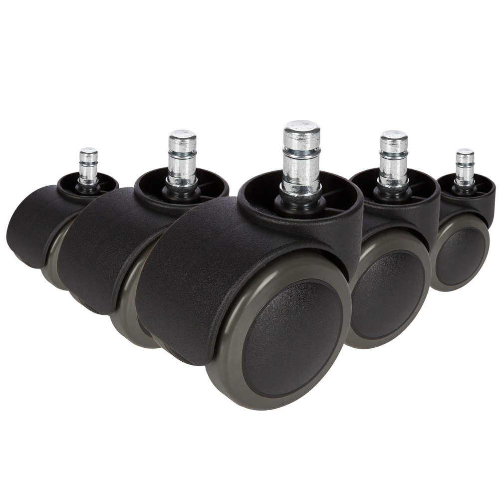 hjh OFFICE Stuhlrolle Ролики 5x ROLO No-Noise 11mm/50mm, (5er Pack), Hartbodenrollen Bürostuhl, Rollen für Schreibtischstuhl