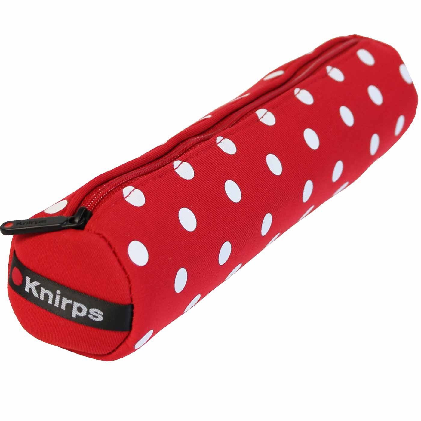 Polka Taschenregenschirm Knirps® praktischer Slim - rot, Duomatic Neopren-Tasche mit Neopren-Case Dots