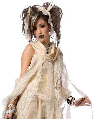 Karneval-Klamotten Zombie-Kostüm Mumie Damen Halloween Frauenkostüm, Außergewöhnliche sexy Horror Zombie-Mumie Kleid creme weiß/beige