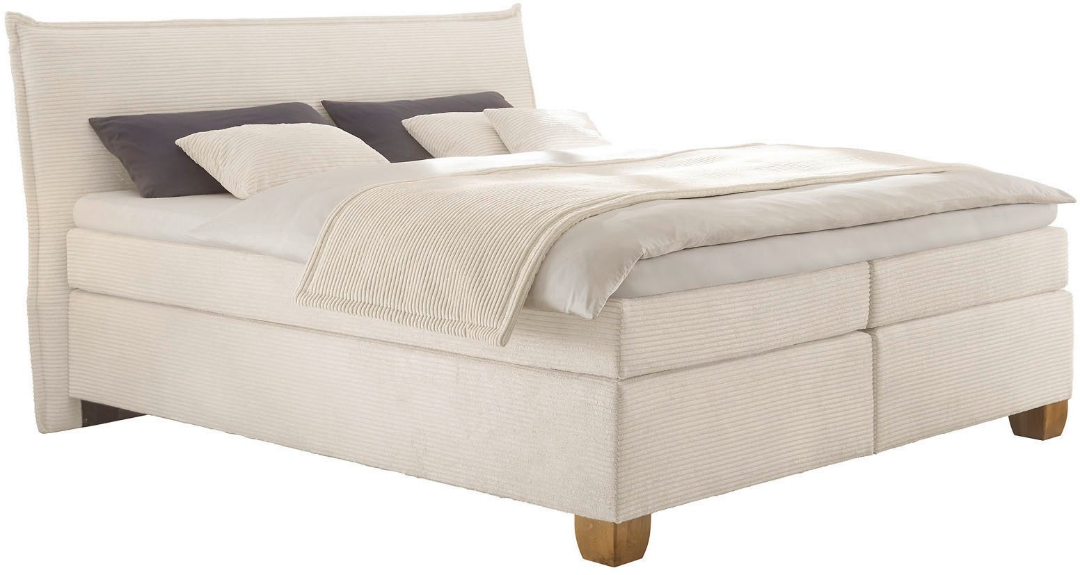 hapo Boxspringbett Helsinki in verschiedenen Breiten und Härtegraden erhältlich, Bett mit samtartigem Stoff bezogen, inkl. Topper