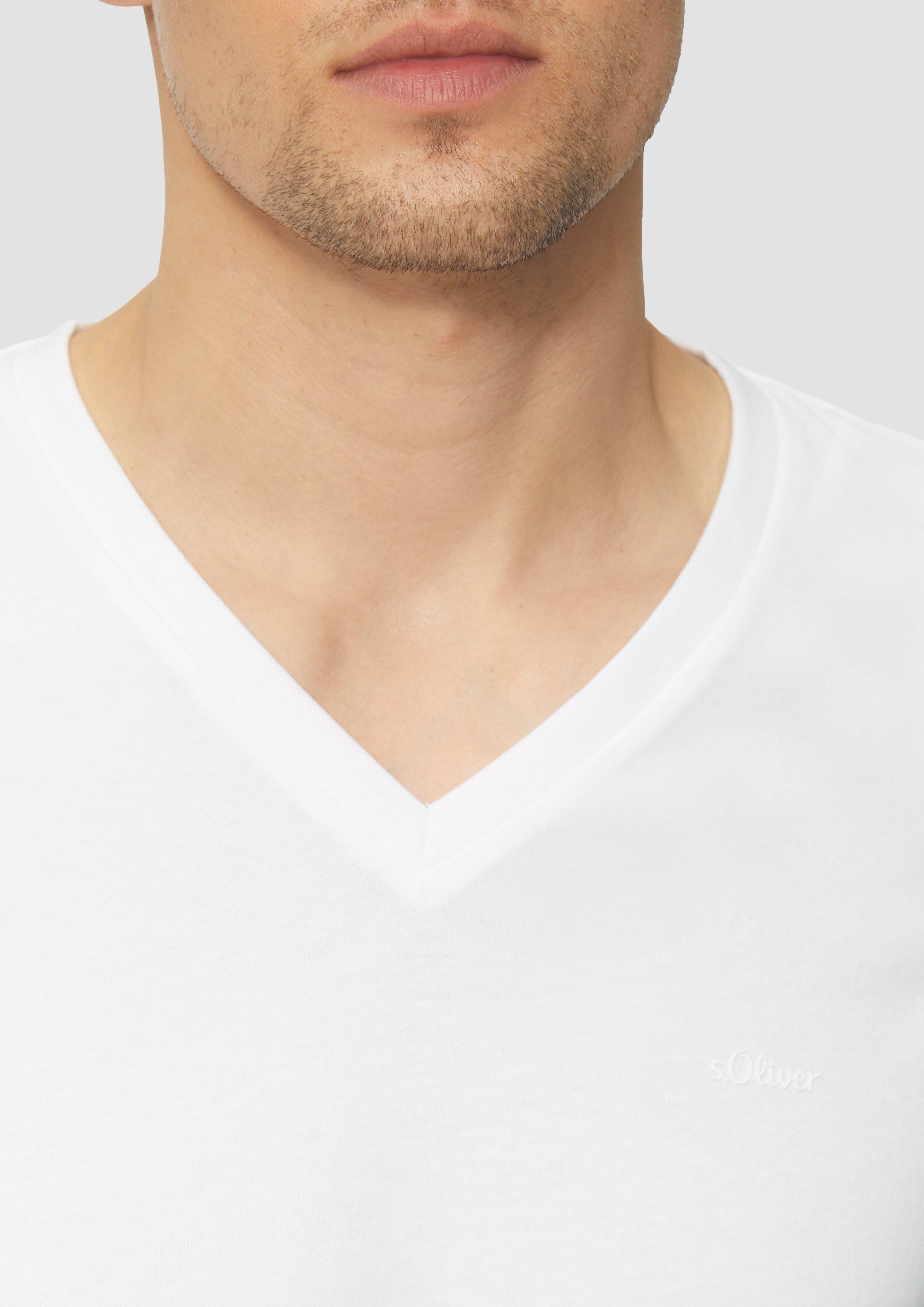 s.Oliver Kurzarmshirt Baumwoll-T-Shirt mit Logo-Print Label-Patch günstig online kaufen