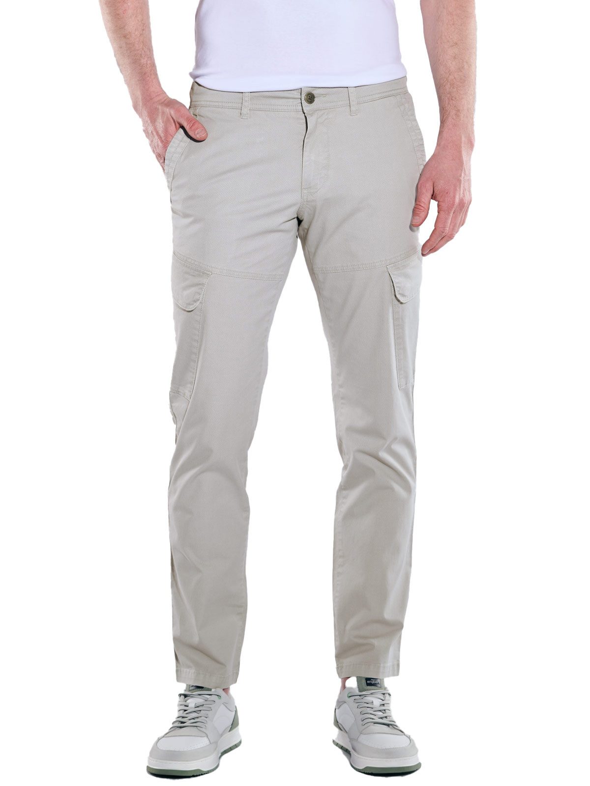 Cargohose Herren Cargo-Hose dezent gemustert, Silbergrau